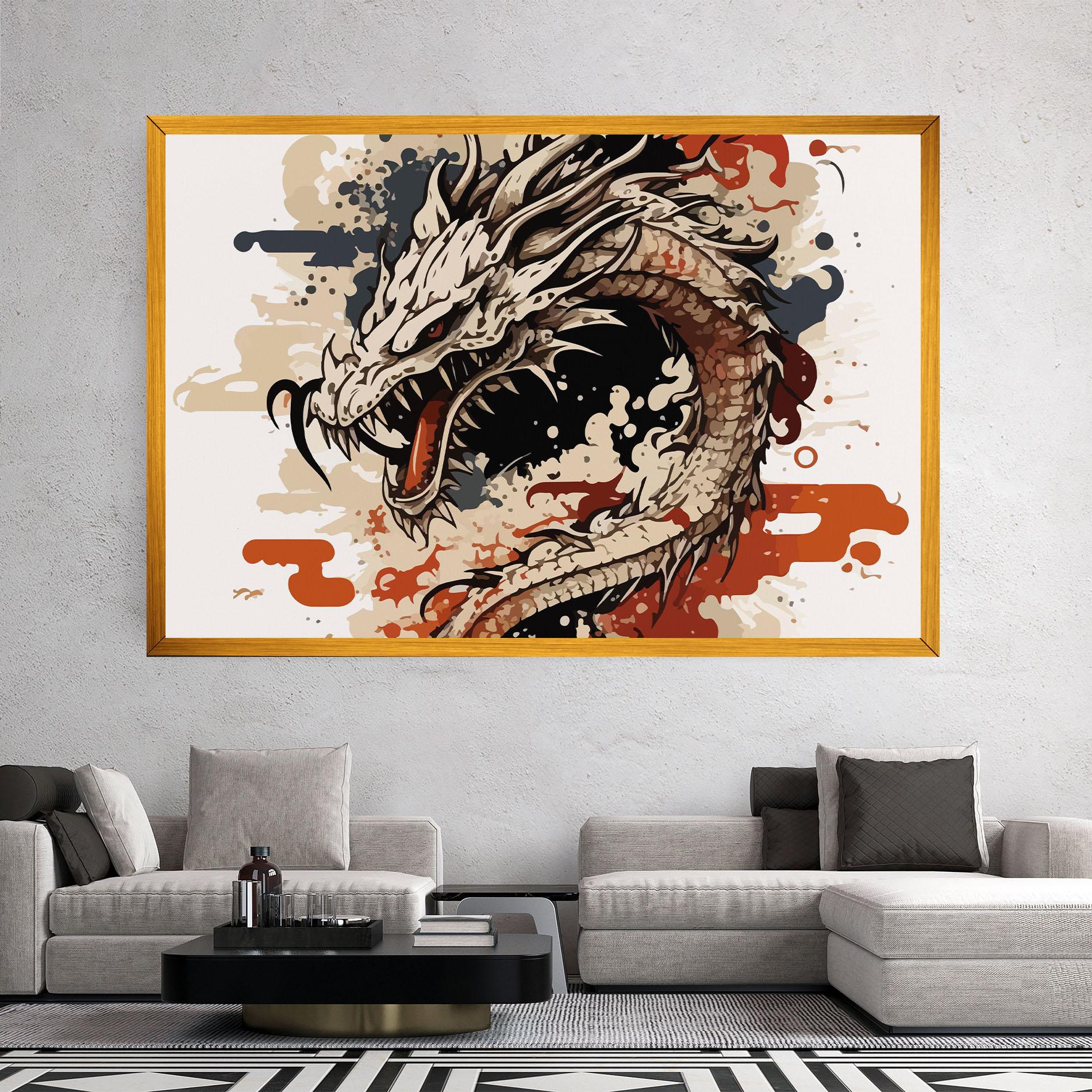 Obraz na Płótnie Cream Dragon Art mockup 2