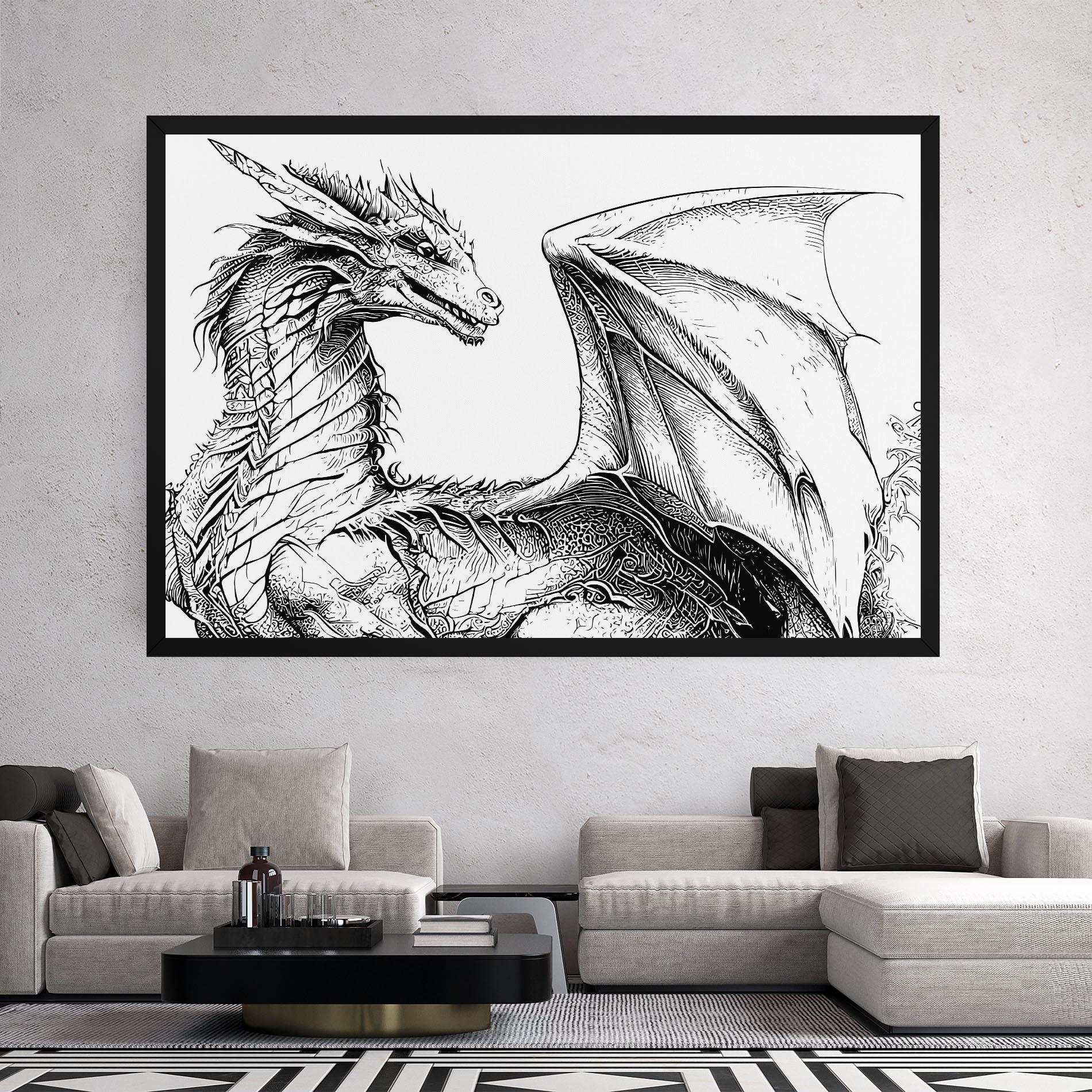 Obraz na Płótnie Dragon Sketch mockup 2