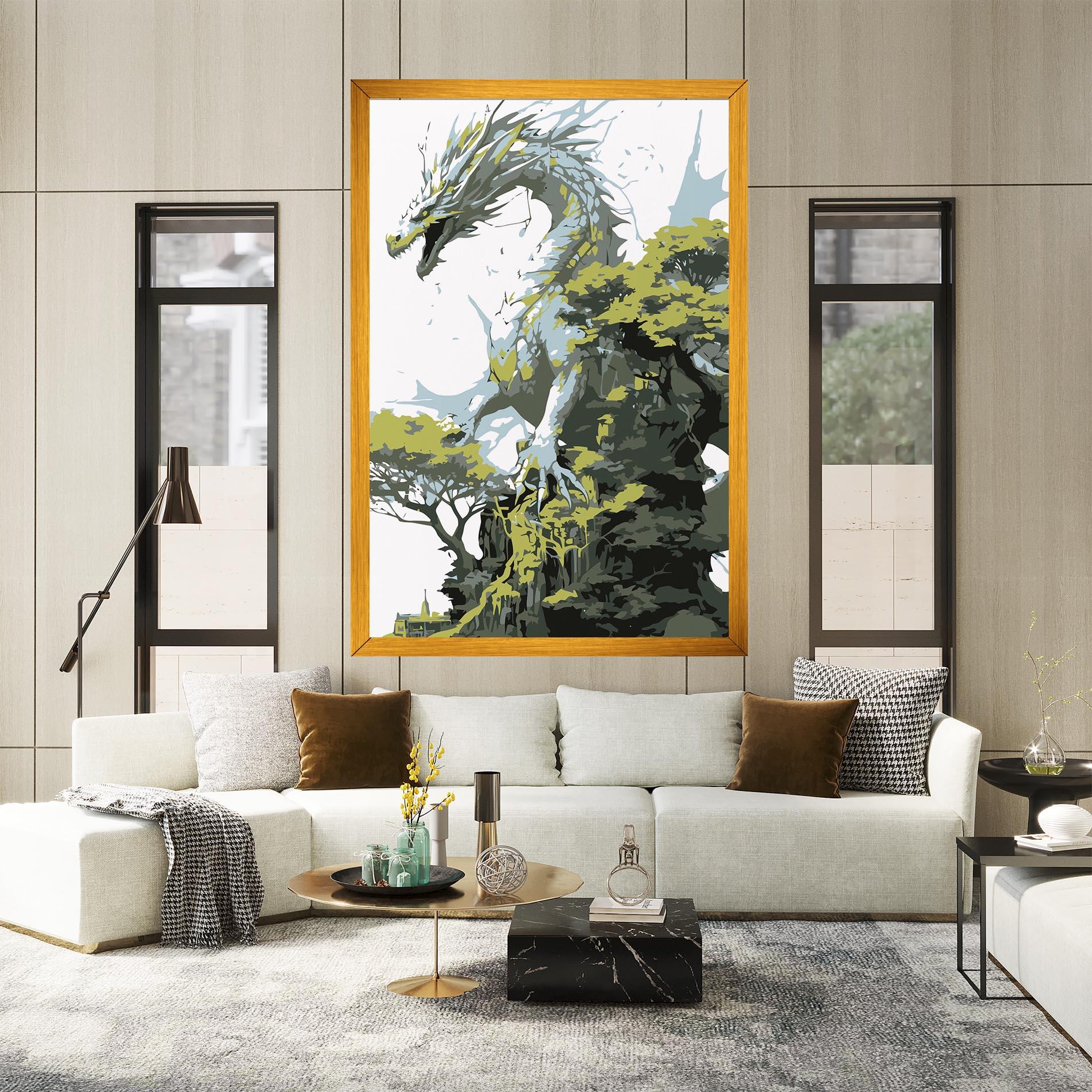 Obraz na Płótnie Grey Nature Dragon mockup 2