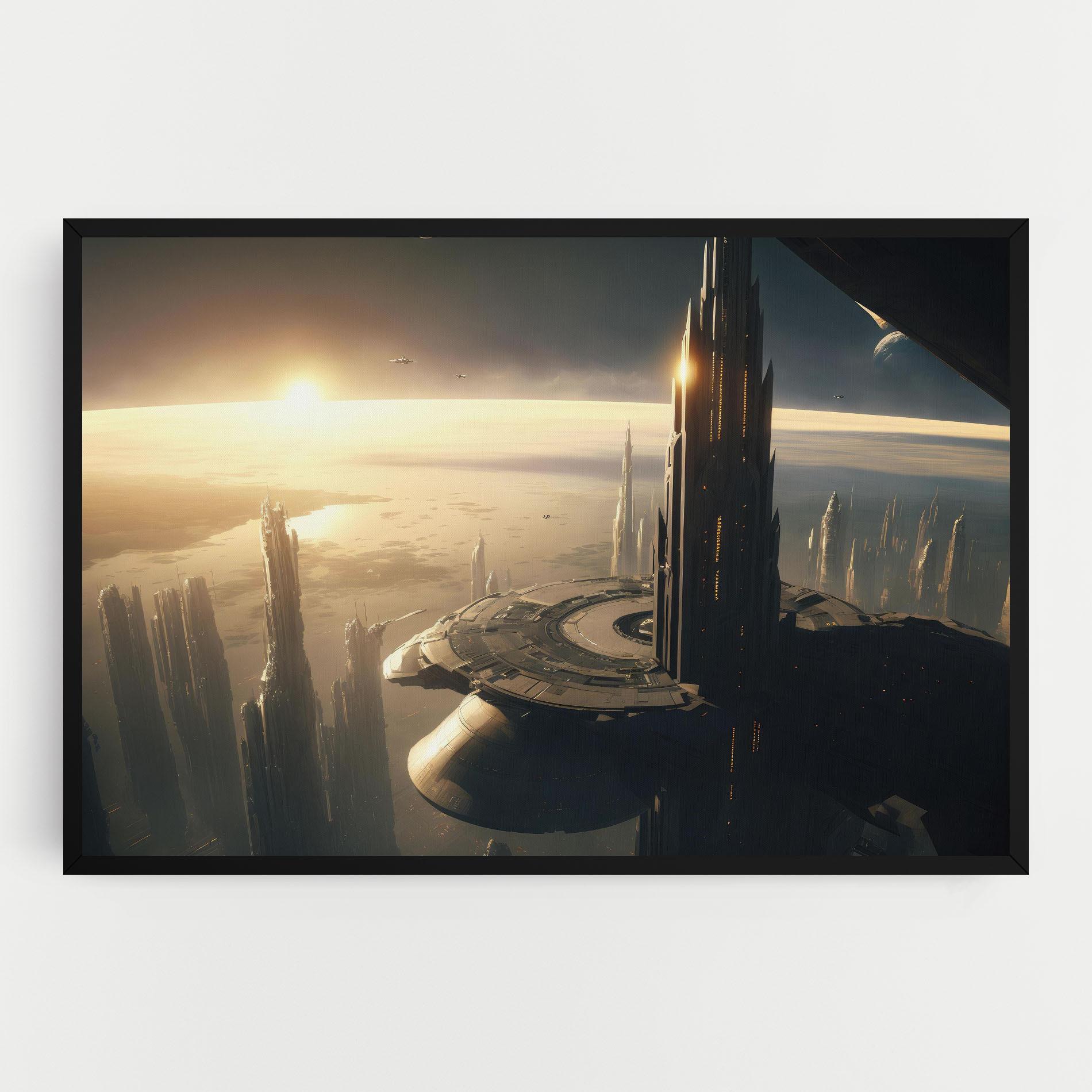 Obraz na Płótnie Fantasy Futuristic Cityscape mockup 0