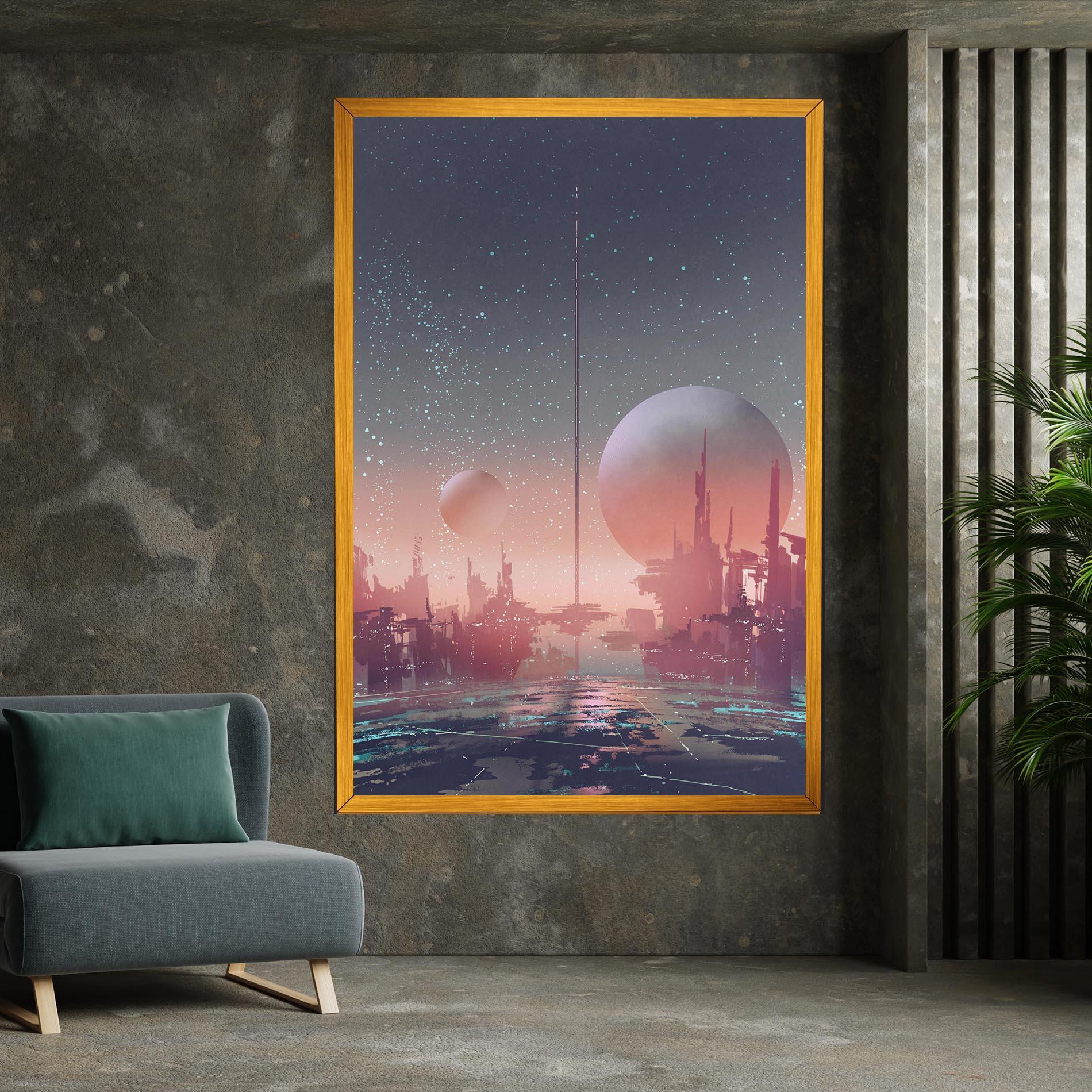 Obraz na Płótnie Futuristic Alien Buildings mockup 7