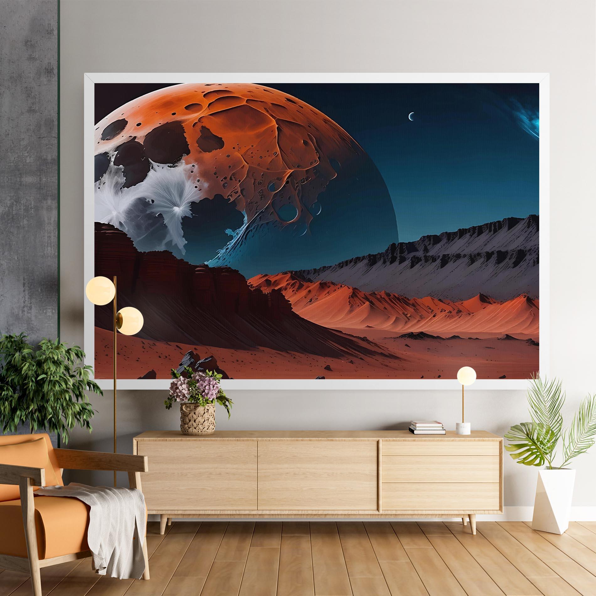 Obraz na Płótnie Grey Orange Moon Art mockup 9