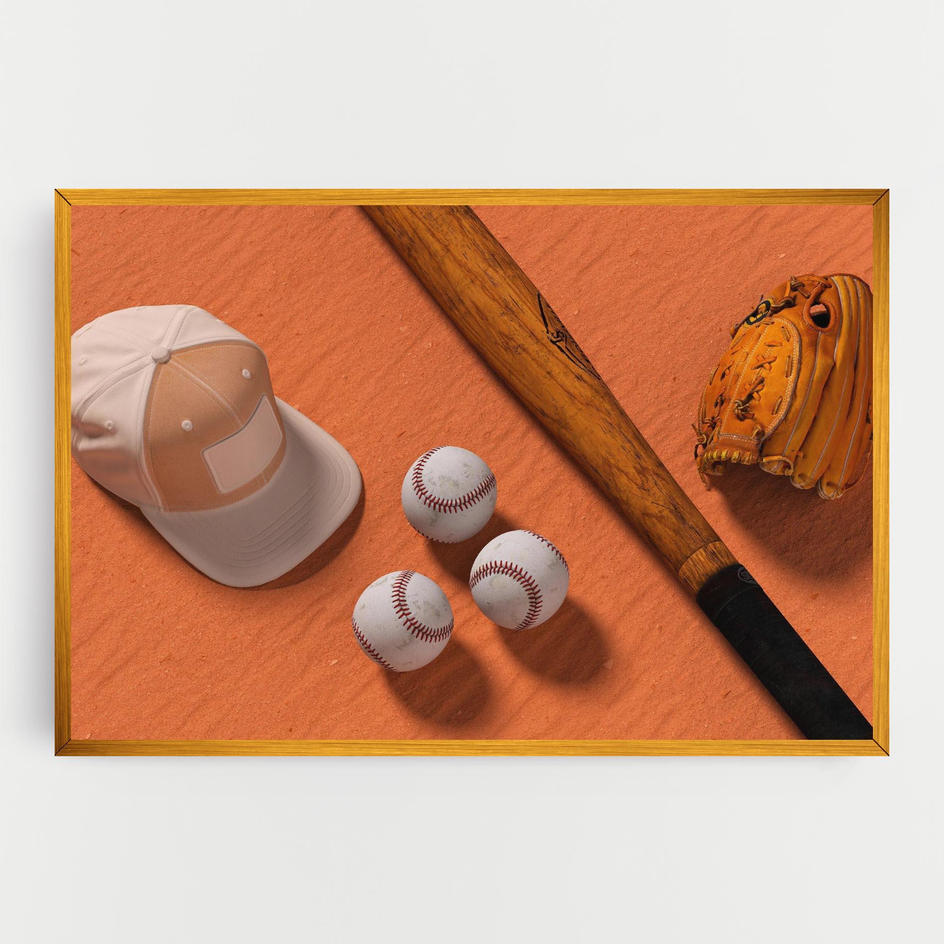 Obraz na Płótnie Baseball Set On Orange mockup 0