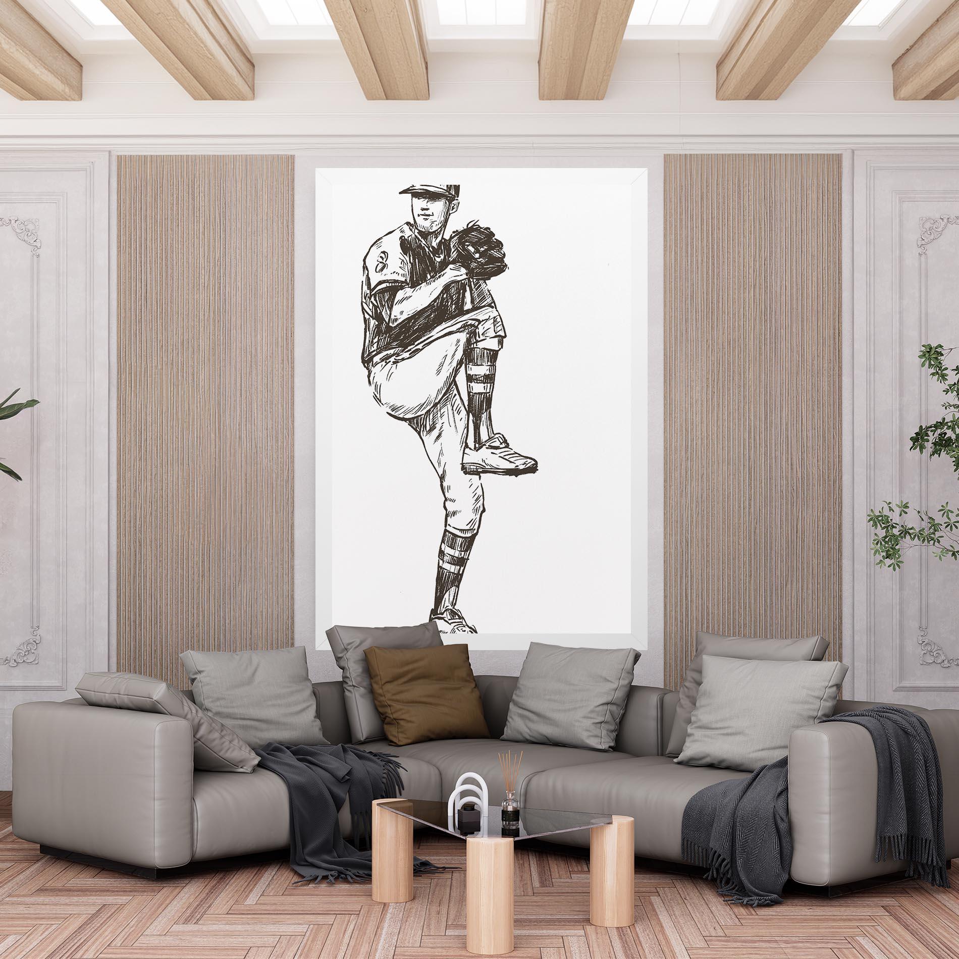 Obraz na Płótnie Baseball Player Line mockup 6