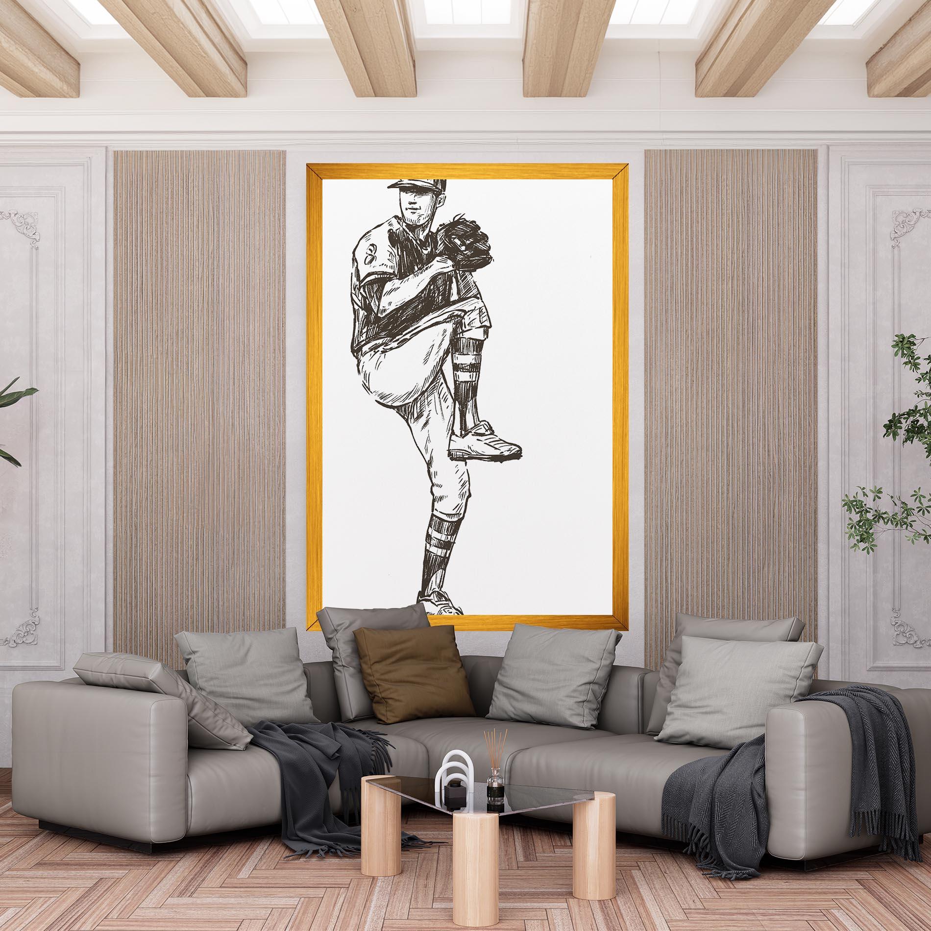 Obraz na Płótnie Baseball Player Line mockup 6