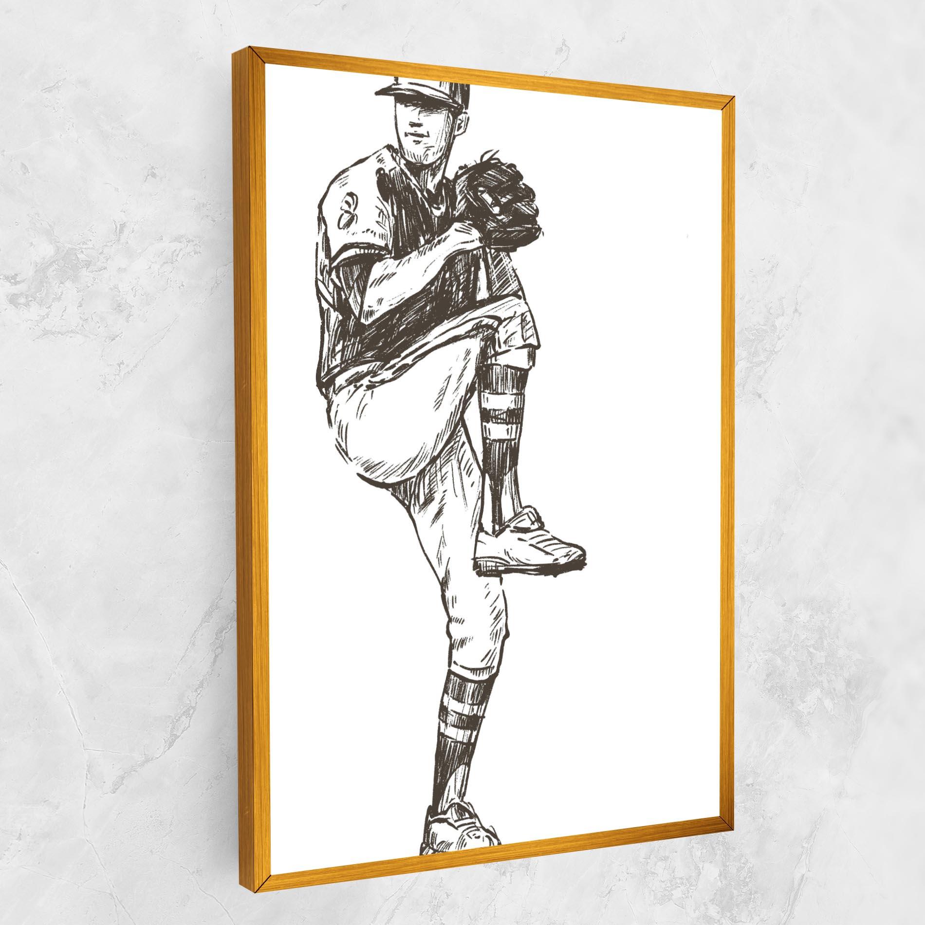 Obraz na Płótnie Baseball Player Line mockup 1