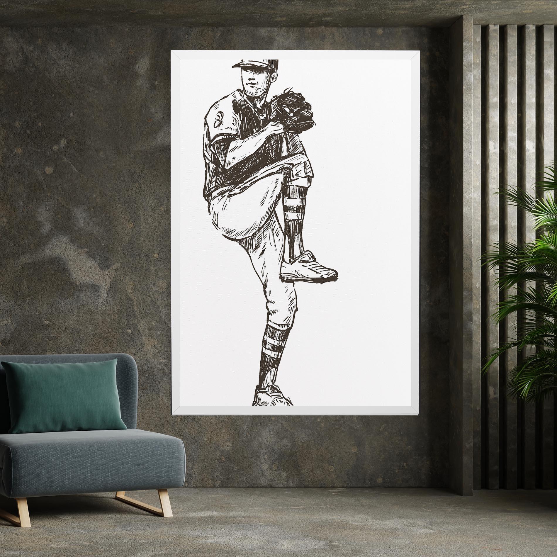 Obraz na Płótnie Baseball Player Line mockup 7