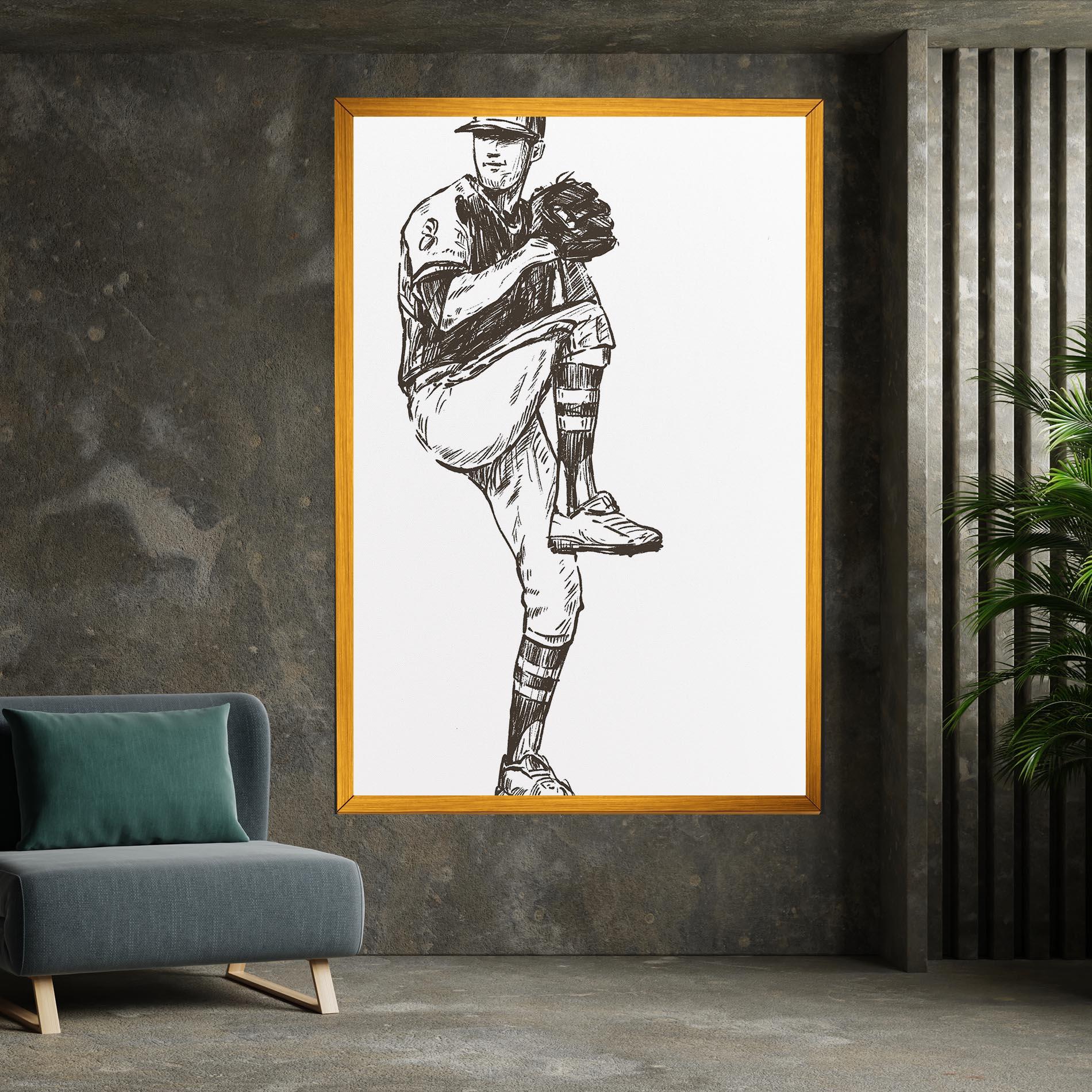Obraz na Płótnie Baseball Player Line mockup 7
