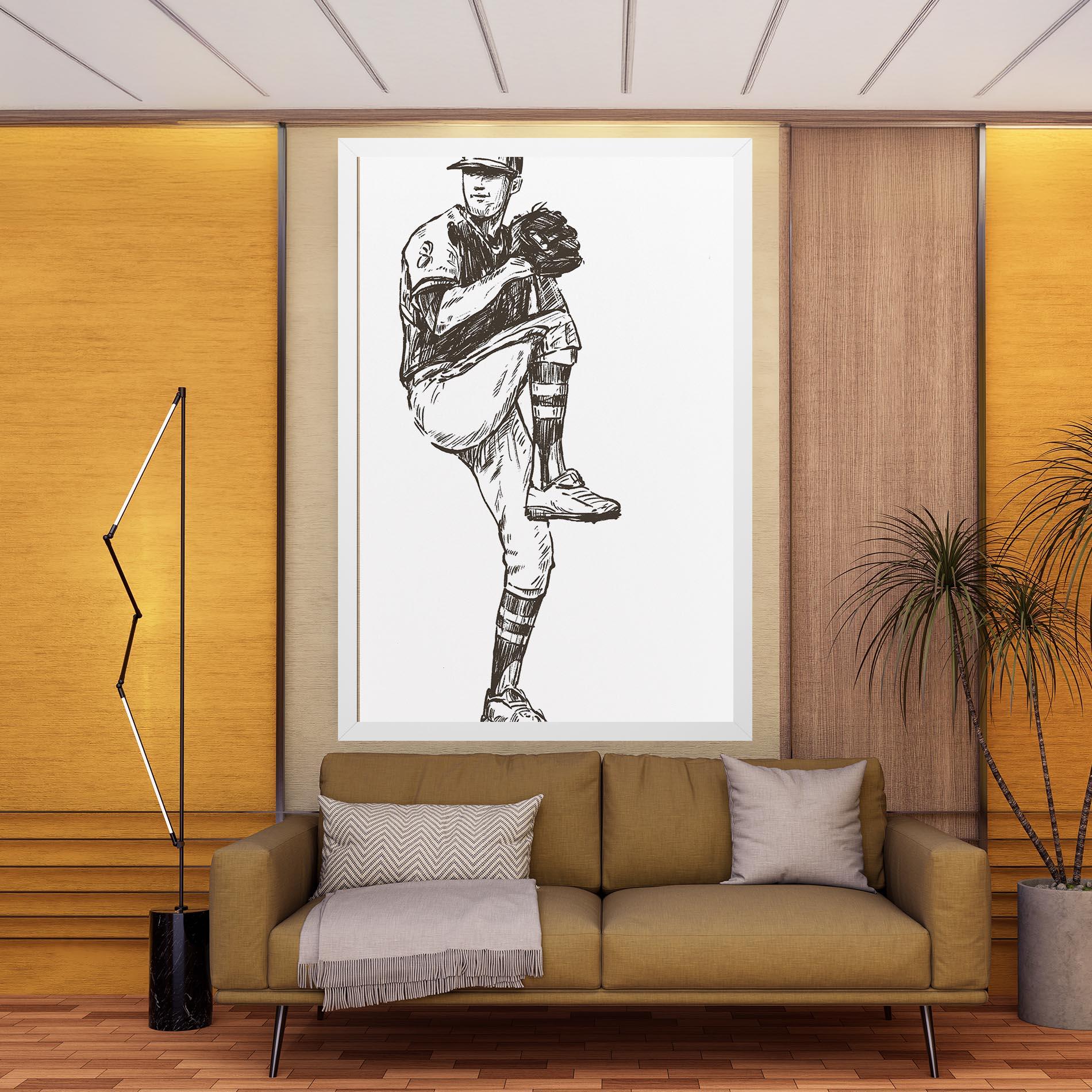 Obraz na Płótnie Baseball Player Line mockup 9