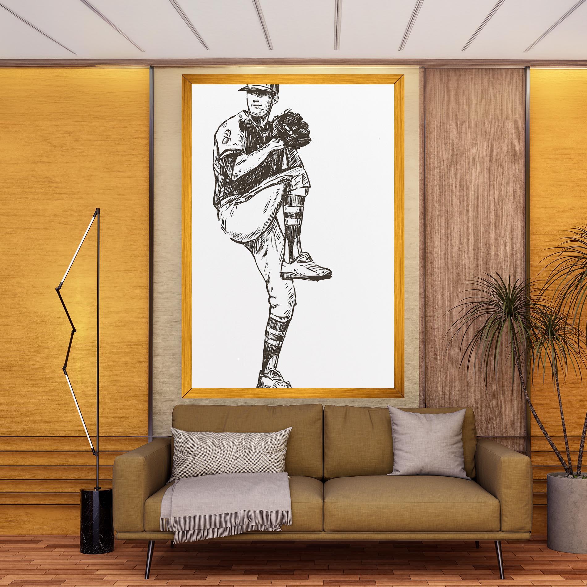 Obraz na Płótnie Baseball Player Line mockup 9