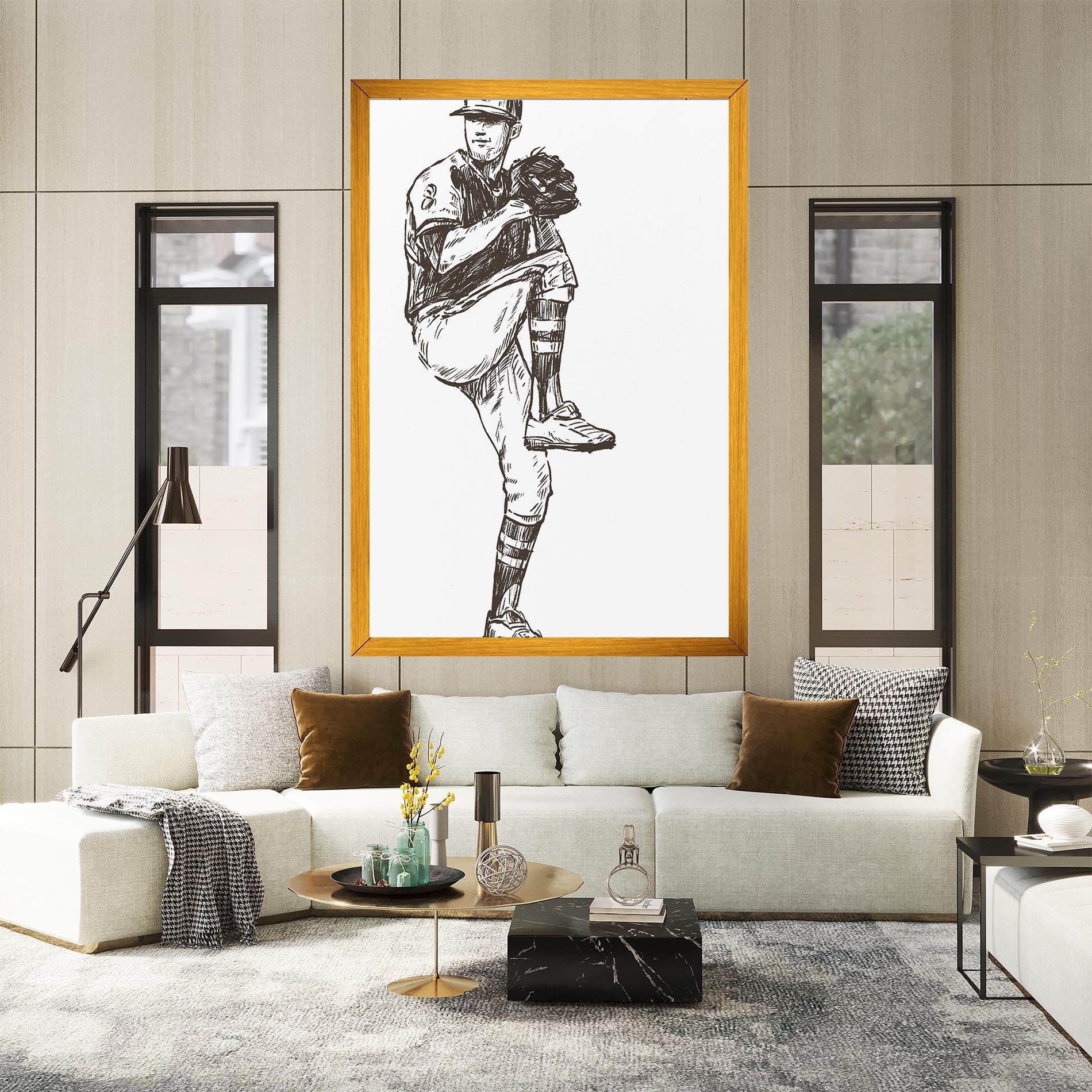 Obraz na Płótnie Baseball Player Line mockup 2