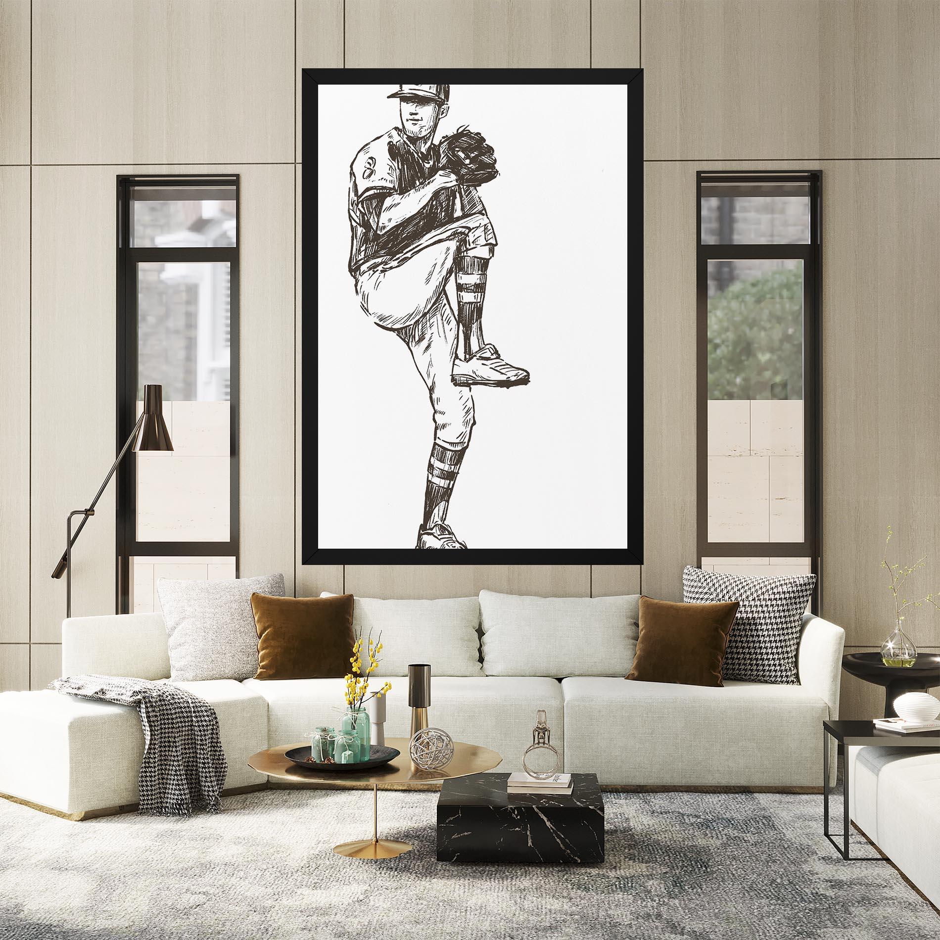 Obraz na Płótnie Baseball Player Line mockup 2