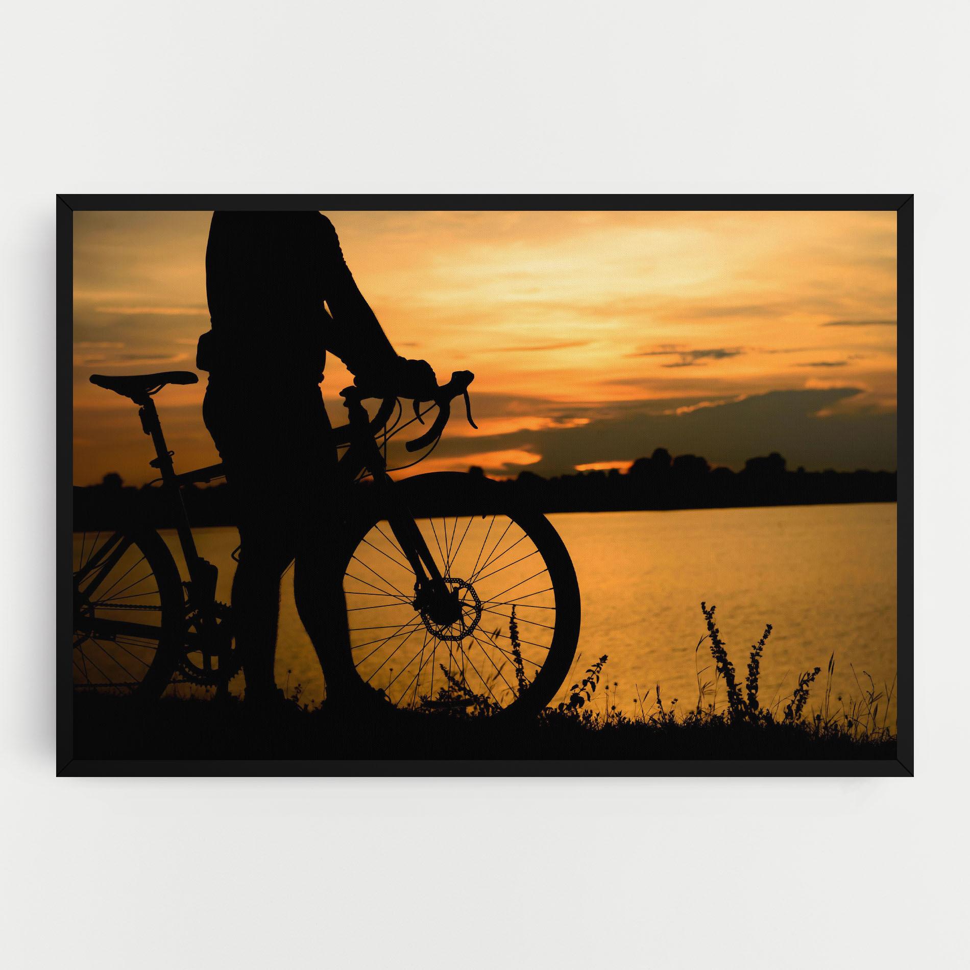 Obraz na Płótnie Bicycle Sunset Silhouette mockup 0