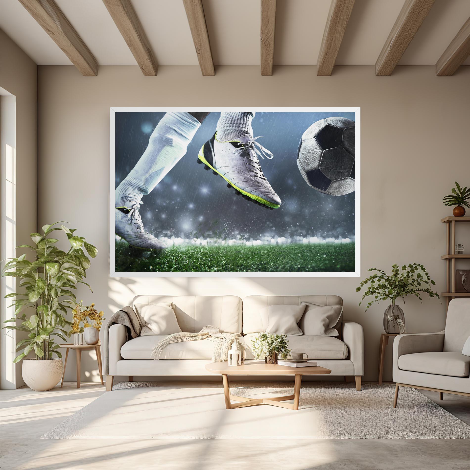 Obraz na Płótnie Close Up Football Scene mockup 6