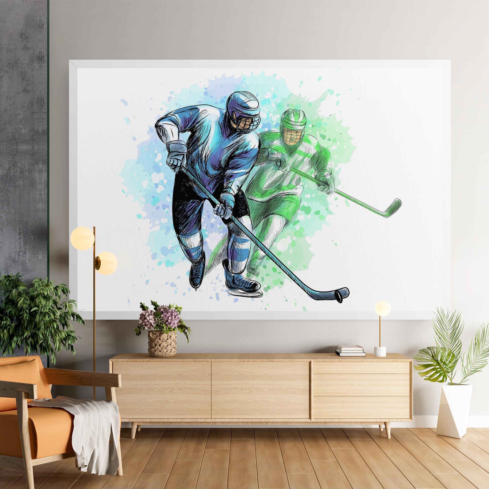 Obraz na Płótnie Green Blue Hockey mockup 9