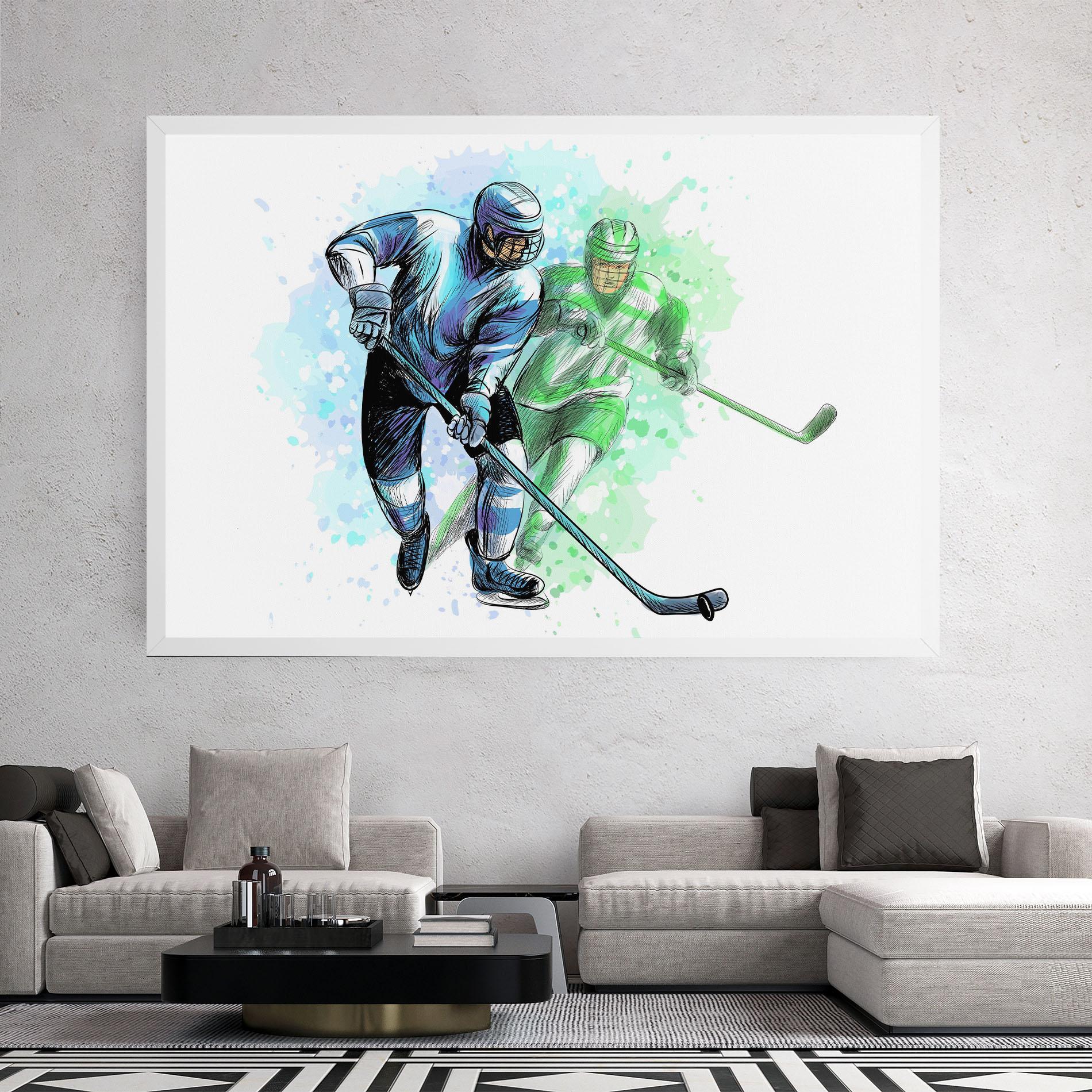 Obraz na Płótnie Green Blue Hockey mockup 2