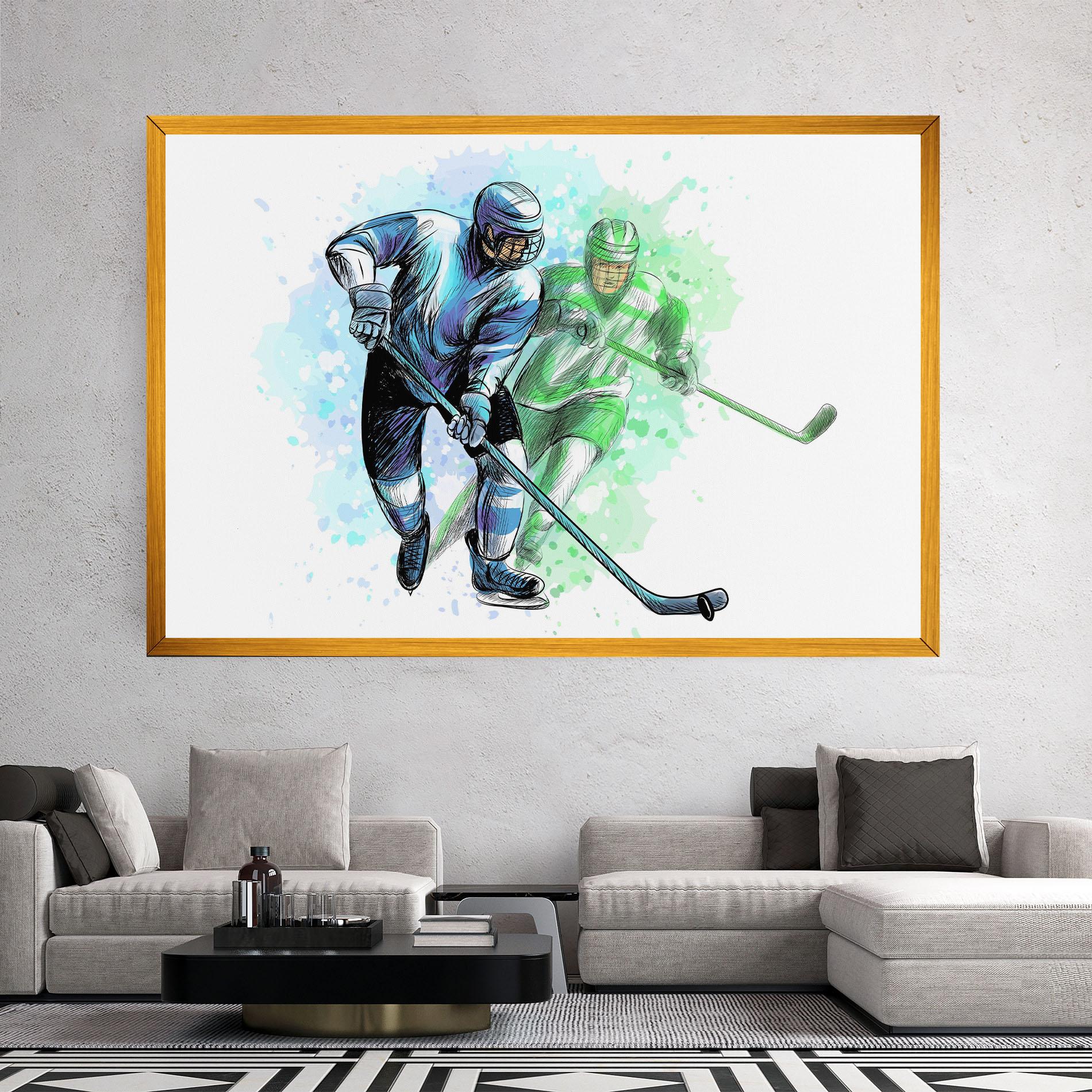 Obraz na Płótnie Green Blue Hockey mockup 2