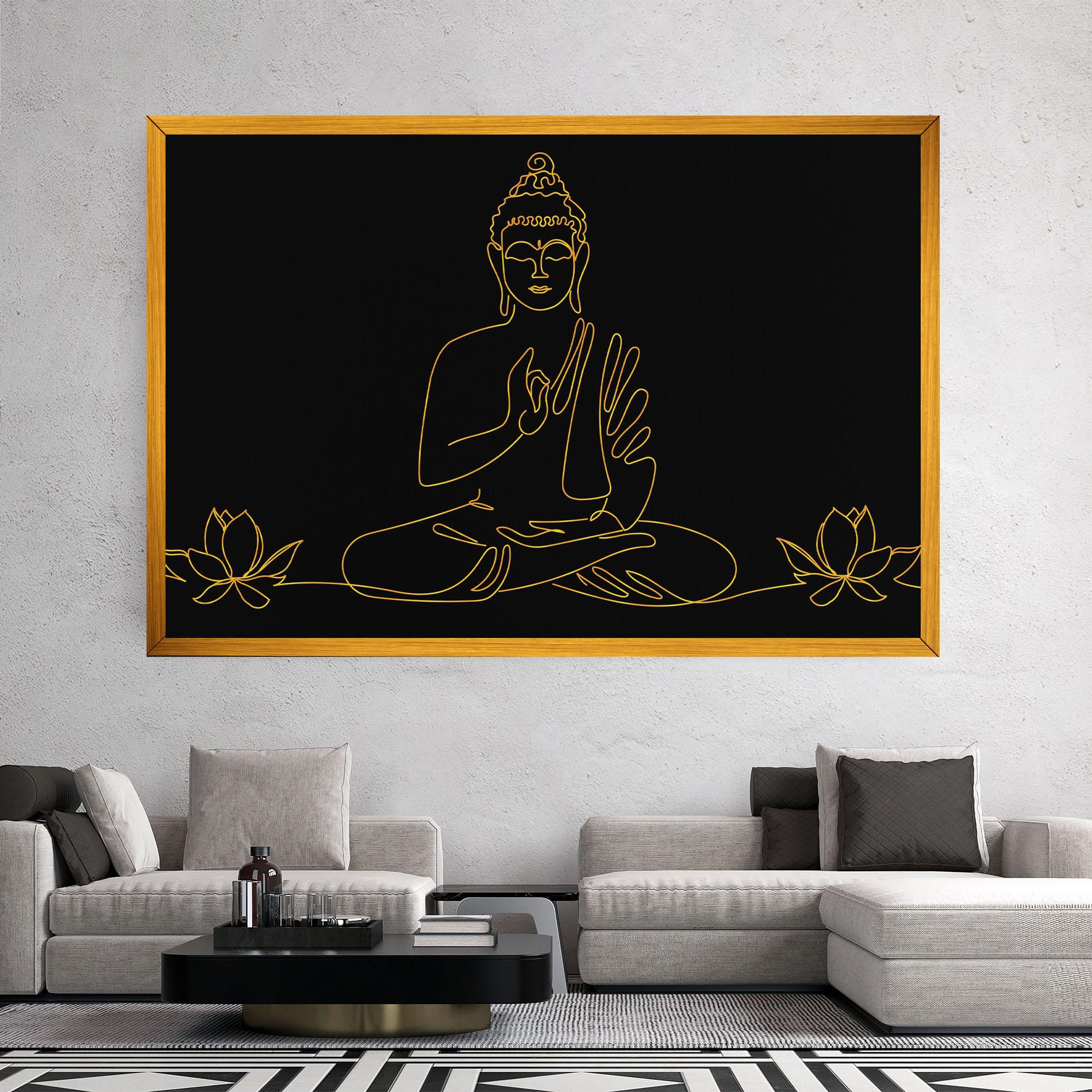 Obraz na Płótnie Buddha Gold Line mockup 2