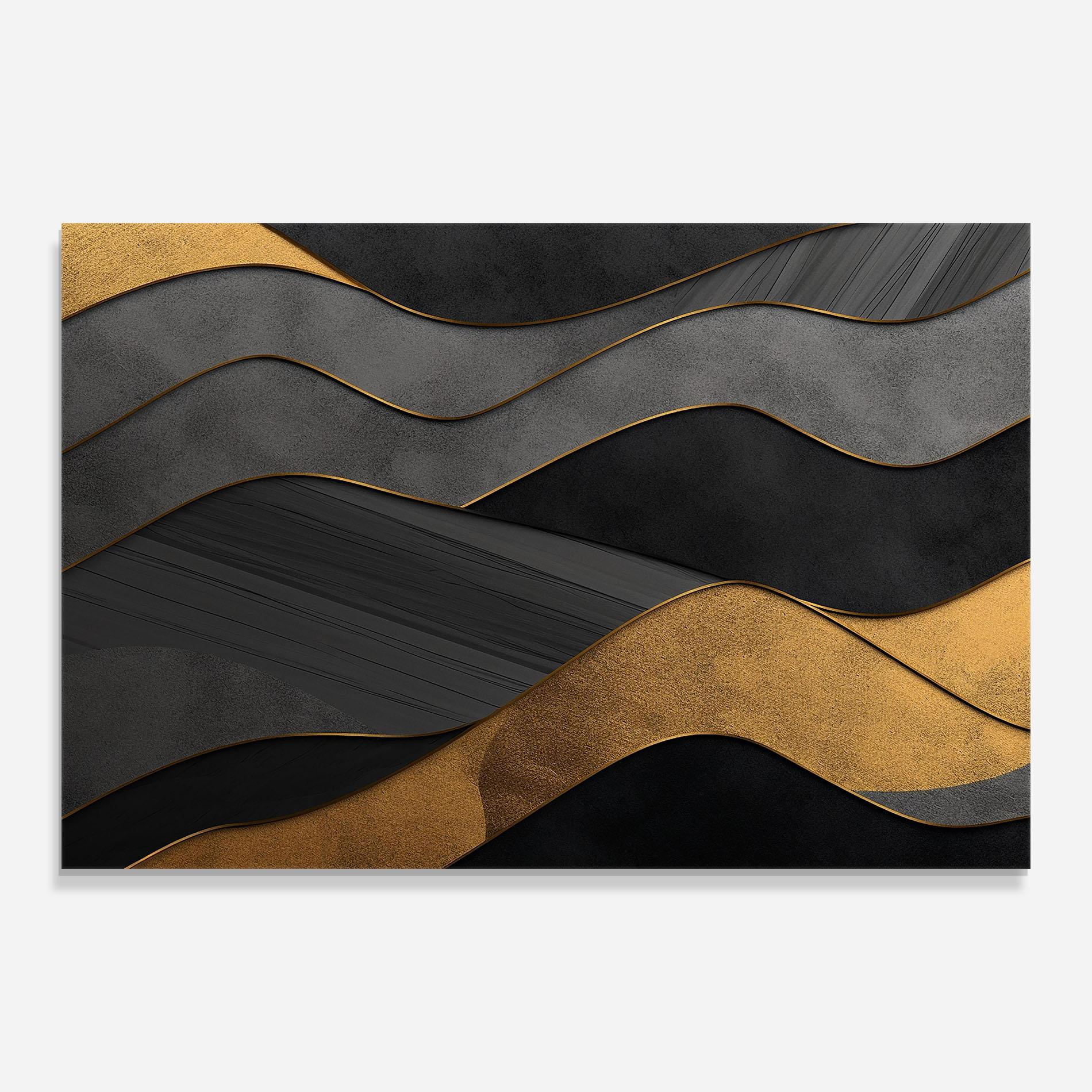 Obraz na Szkle Abstract Gold And Grey Waves mockup 0