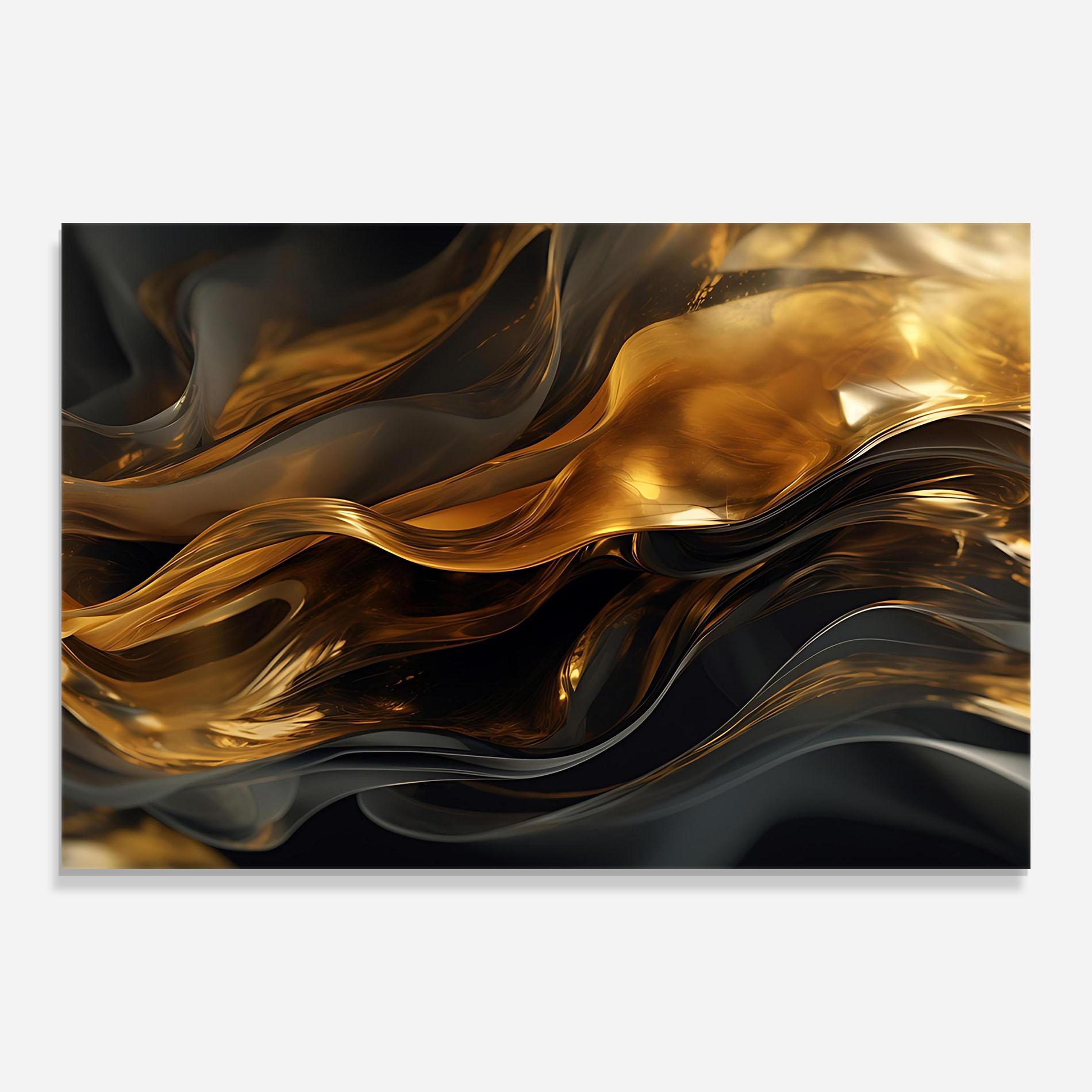 Obraz na Szkle Gold With Black Wave mockup 0