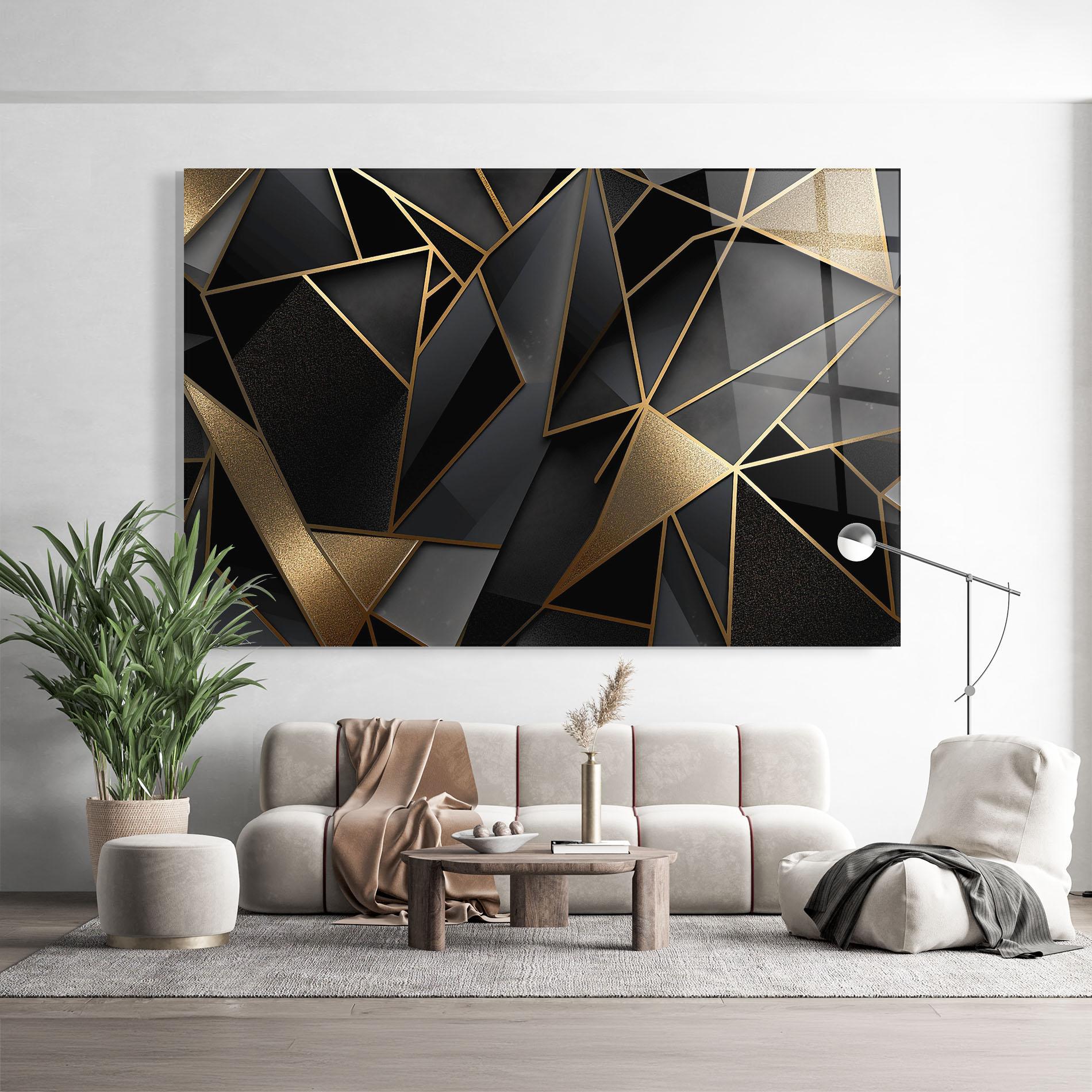 Obraz na Szkle Abstract Golden Art mockup 9