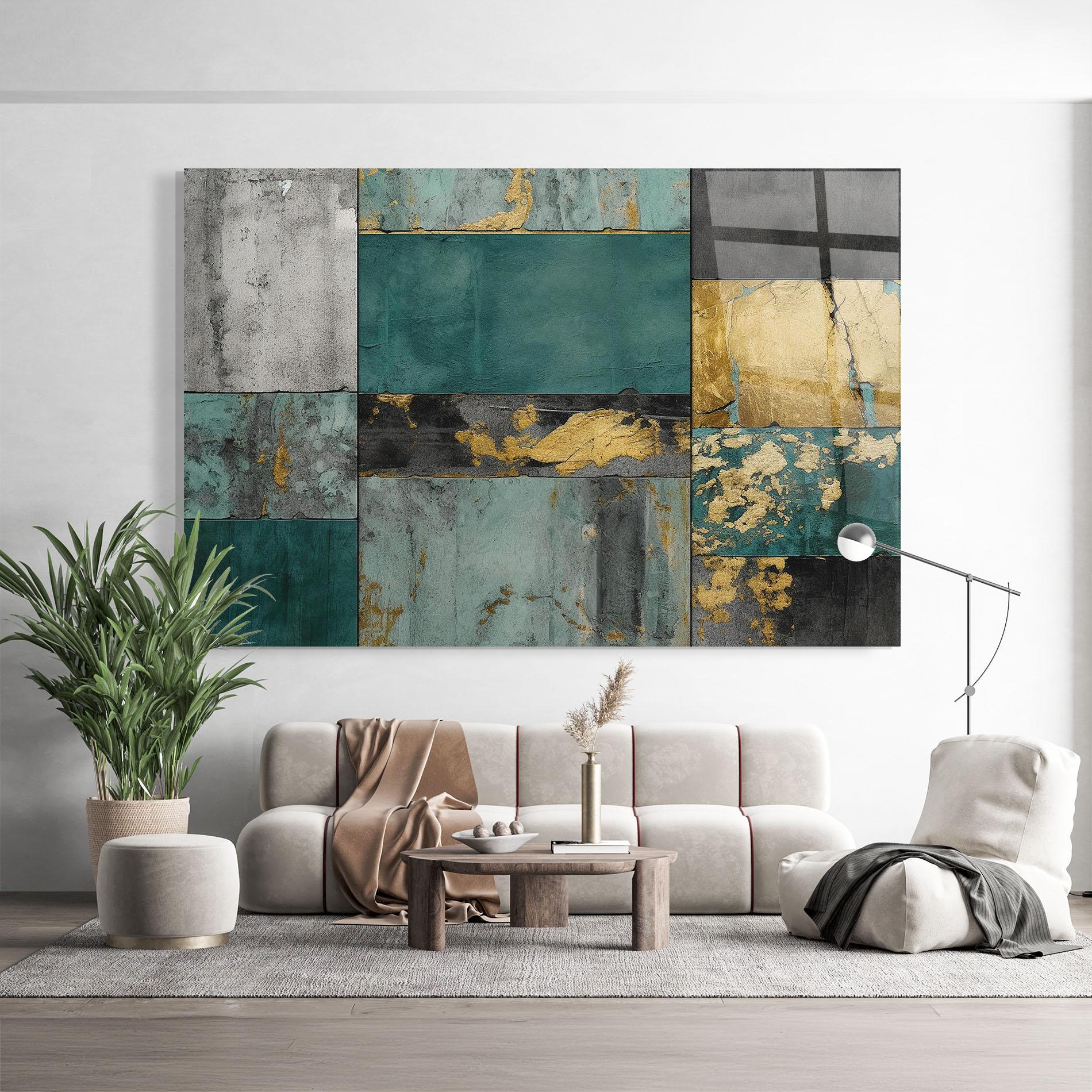 Obraz na Szkle Golden Green Painting mockup 9