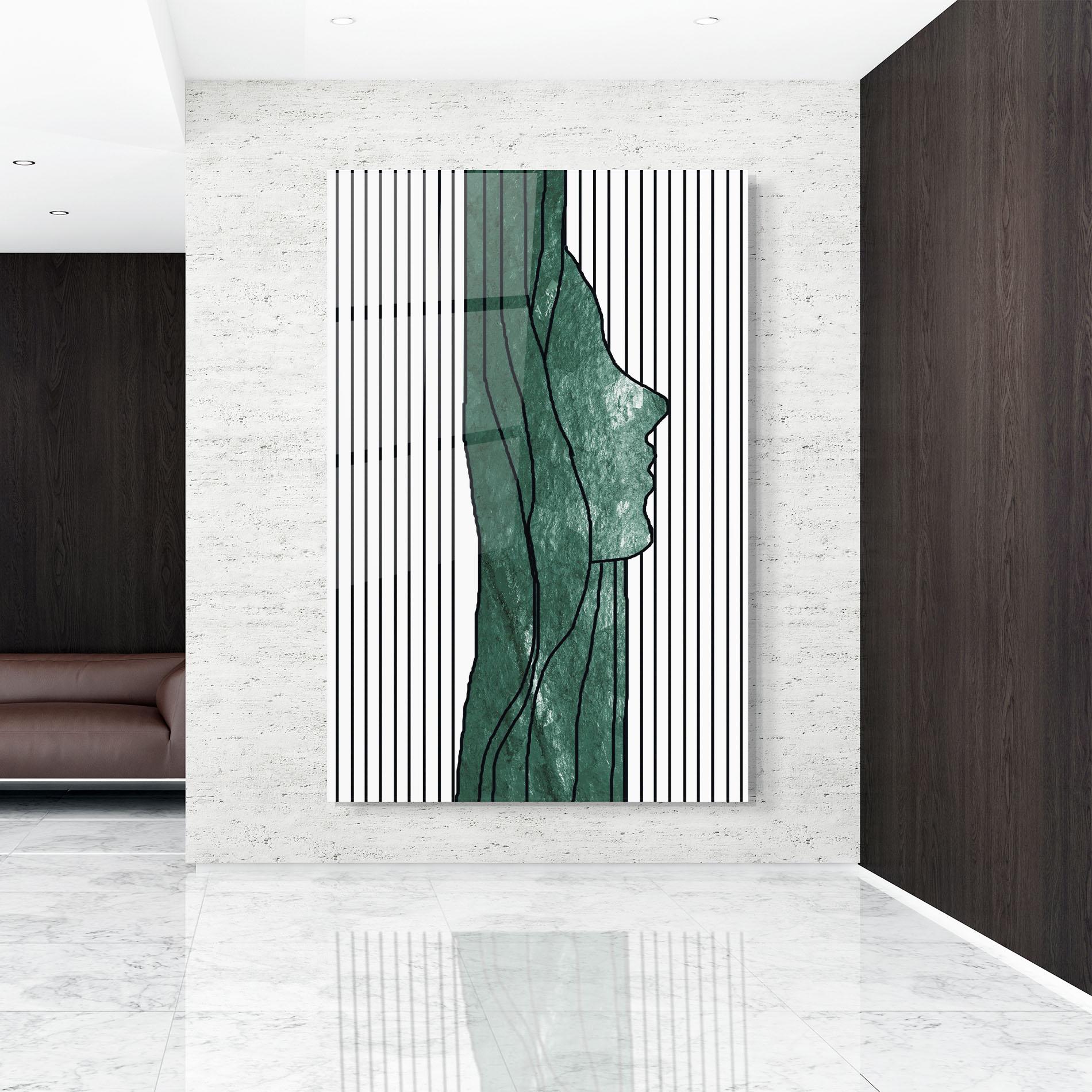 Obraz na Szkle Abstract Green Face mockup 9