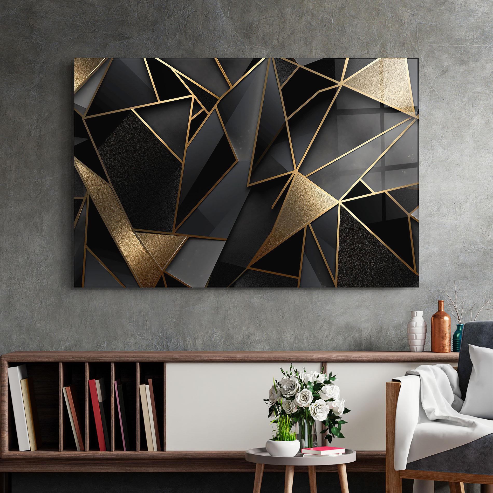 Obraz na Szkle Abstract Golden Art mockup 2