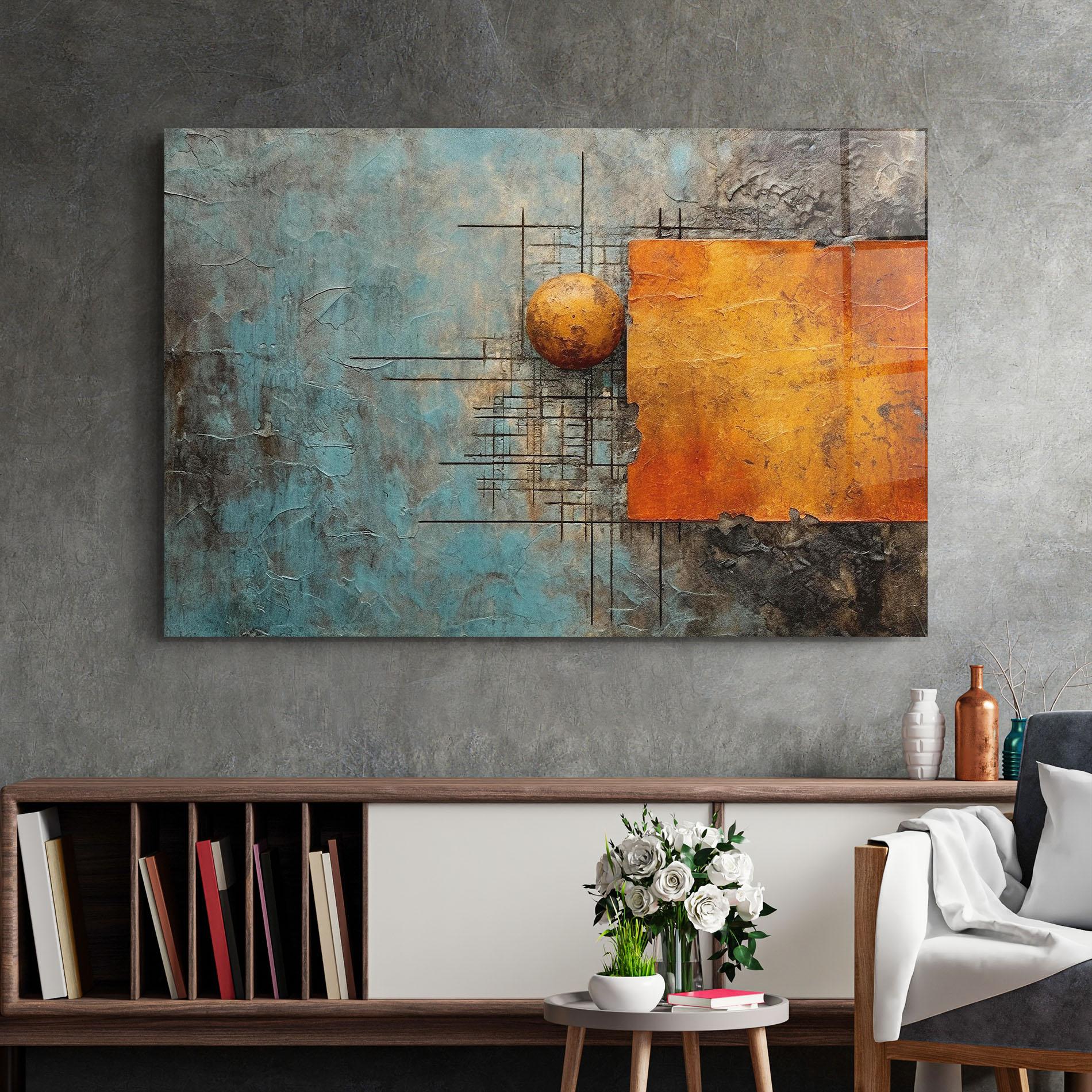 Obraz na Szkle Orange Square Painting mockup 2