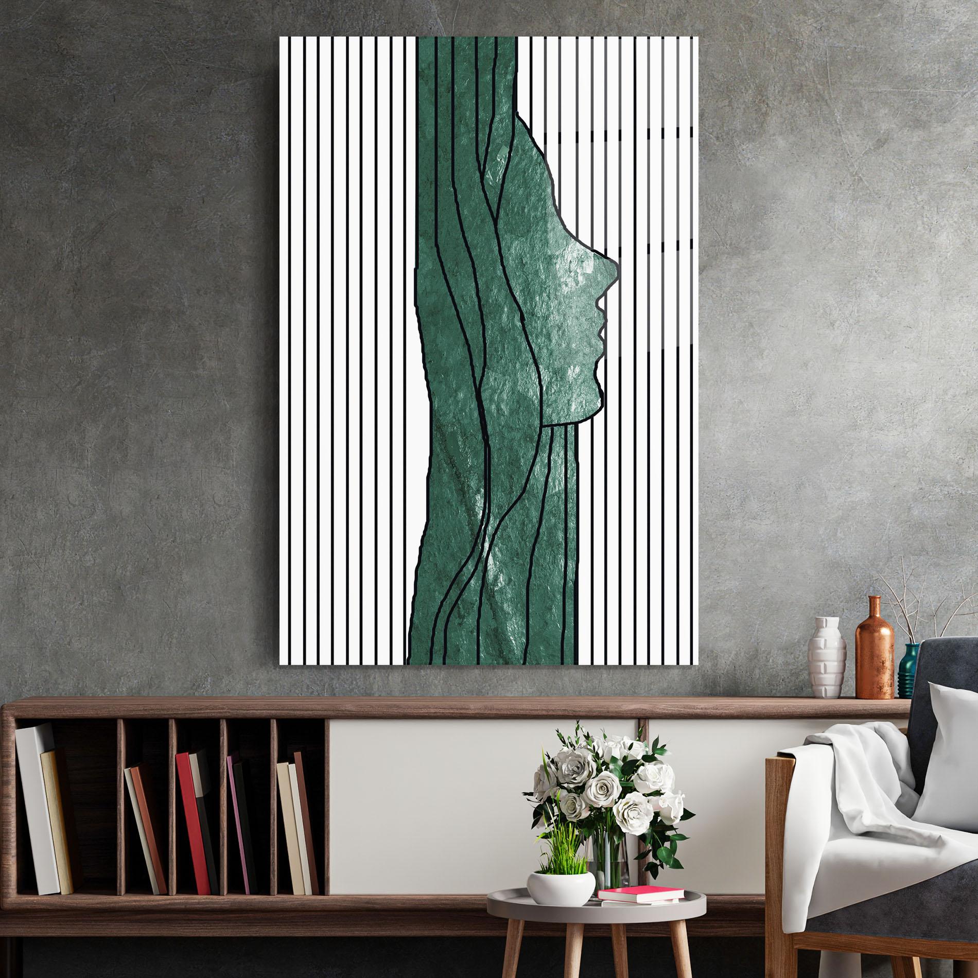 Obraz na Szkle Abstract Green Face mockup 2