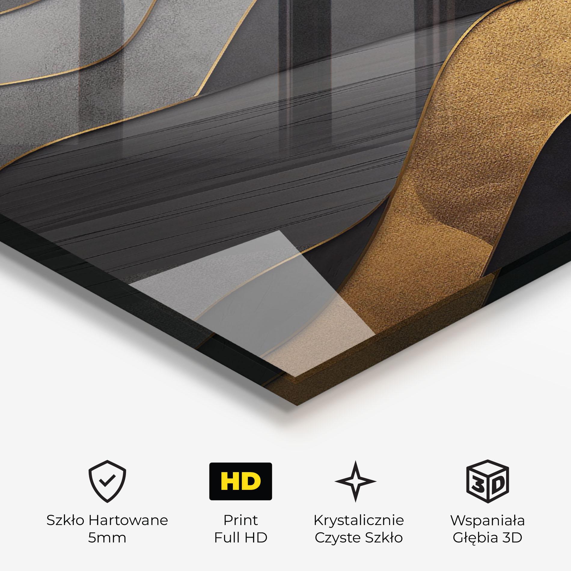 Obraz na Szkle Abstract Gold And Grey Waves mockup 3