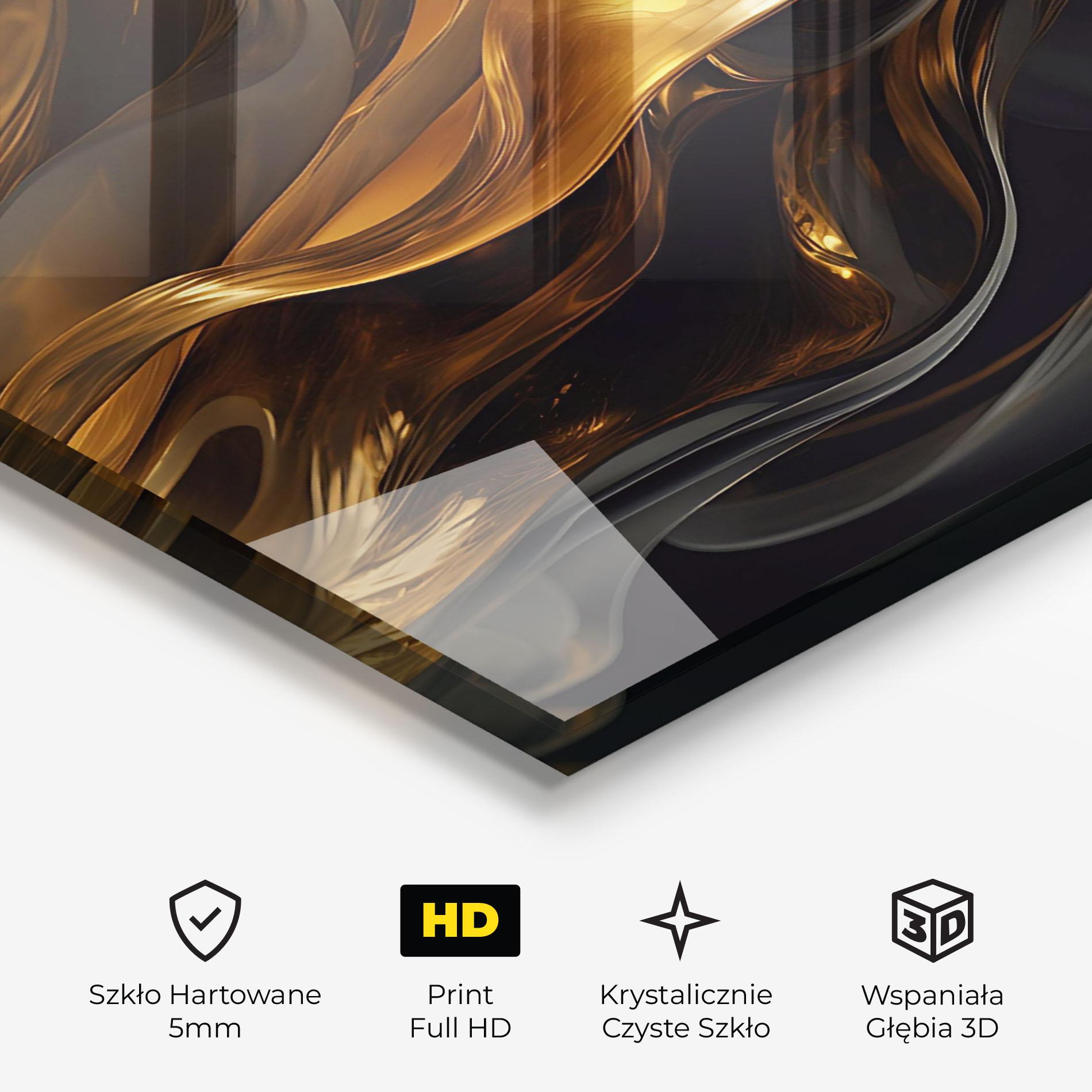 Obraz na Szkle Gold With Black Wave mockup 3