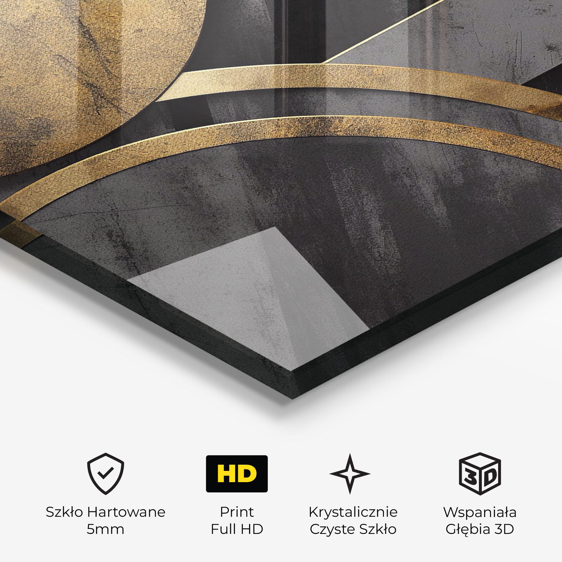 Obraz na Szkle Grey With Gold Painting mockup 3