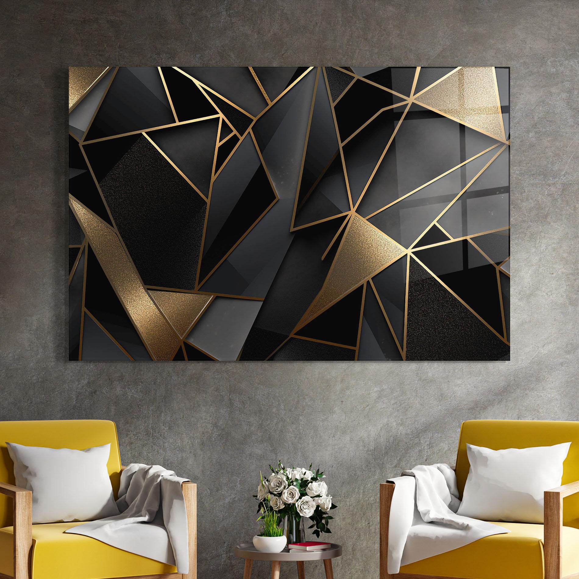 Obraz na Szkle Abstract Golden Art mockup 4
