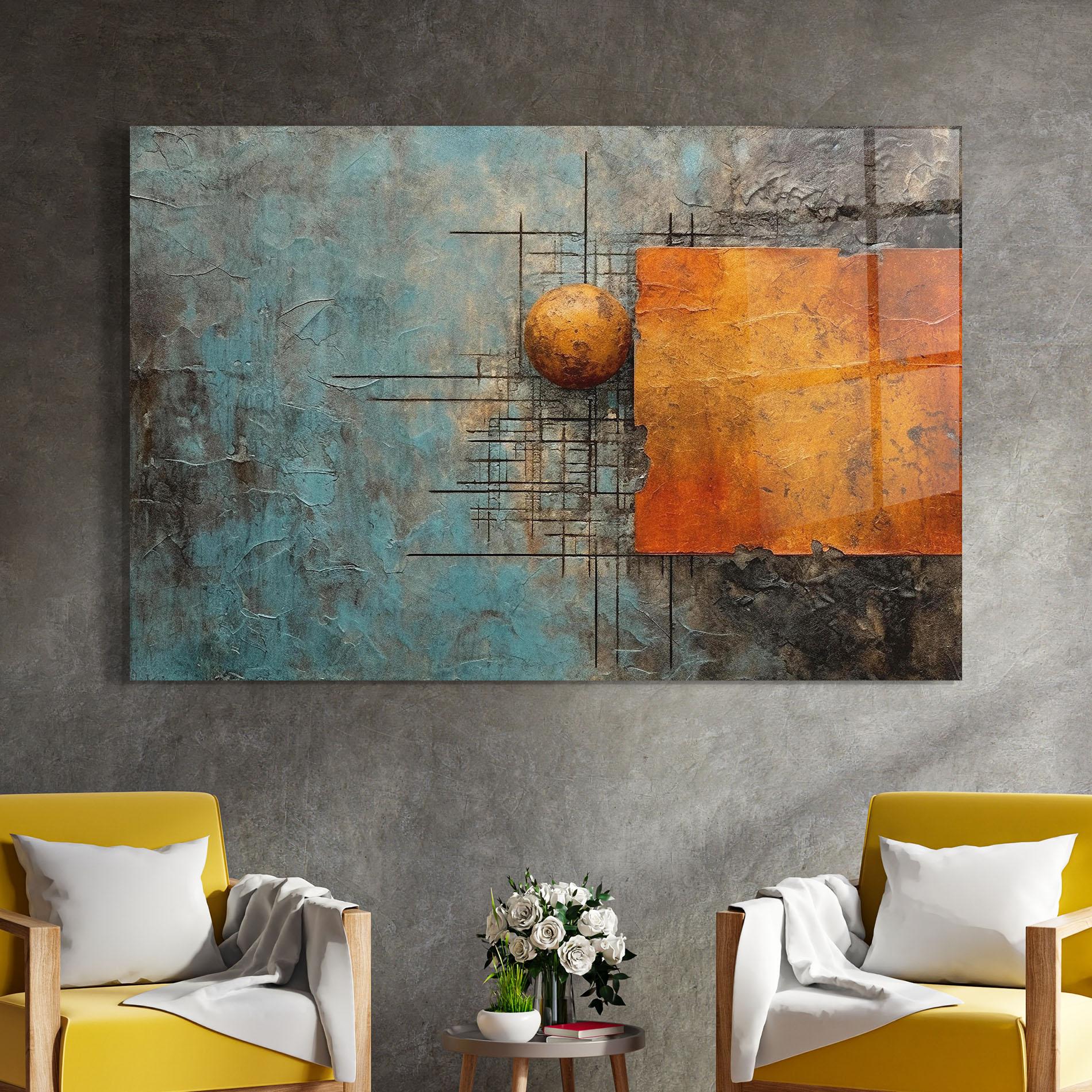 Obraz na Szkle Orange Square Painting mockup 4