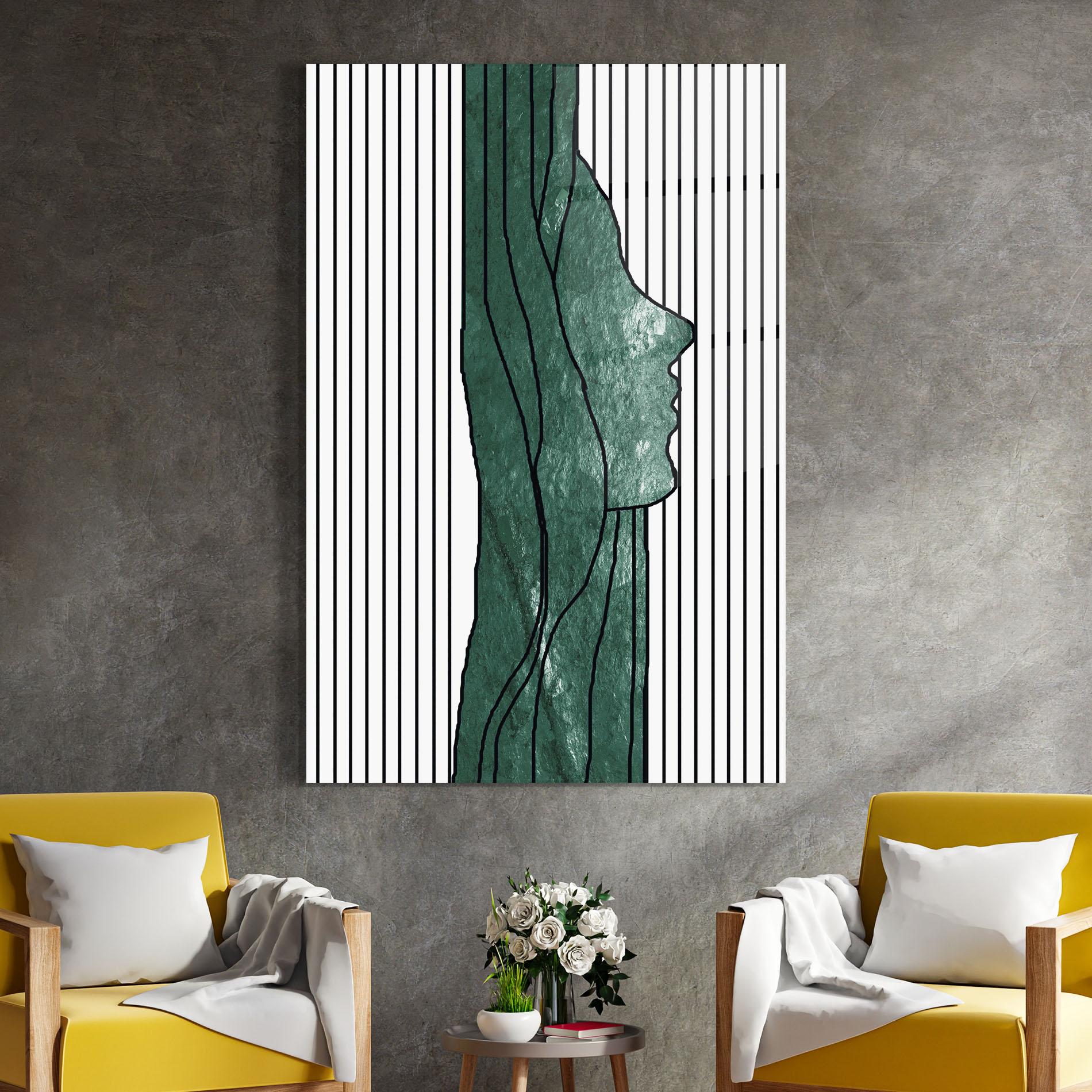 Obraz na Szkle Abstract Green Face mockup 4