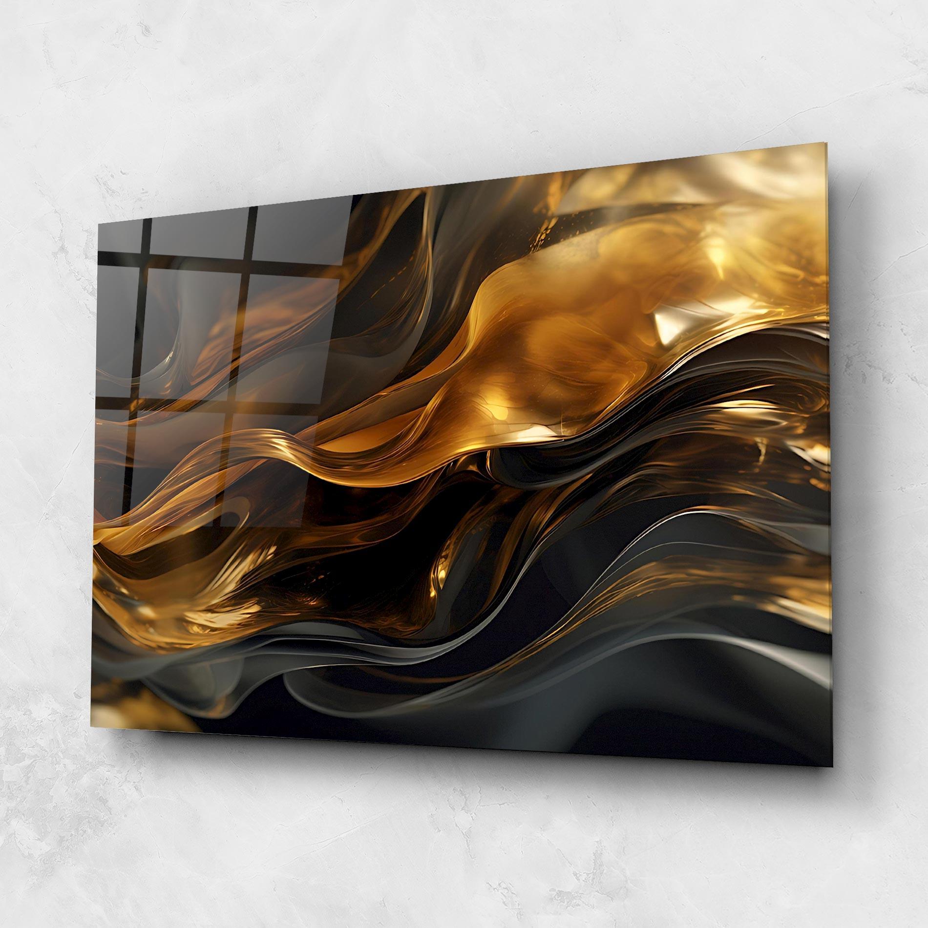Obraz na Szkle Gold With Black Wave mockup 1