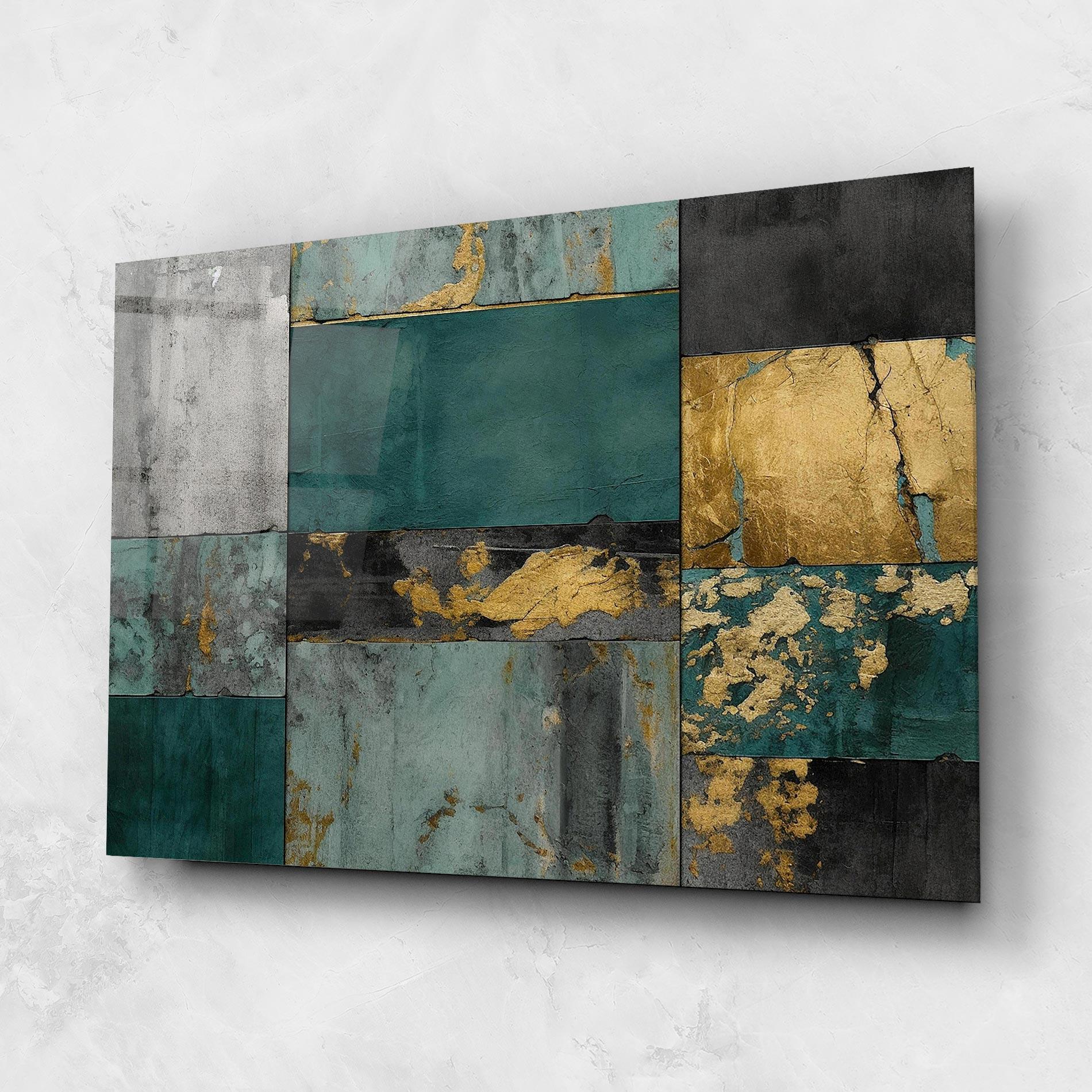 Obraz na Szkle Golden Green Painting mockup 1