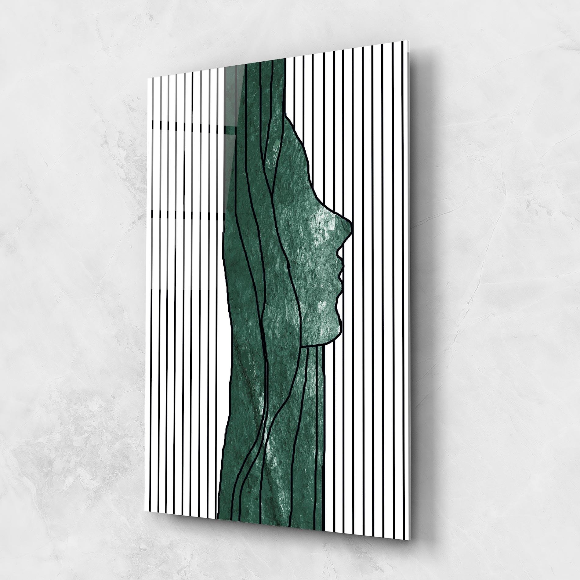 Obraz na Szkle Abstract Green Face mockup 1