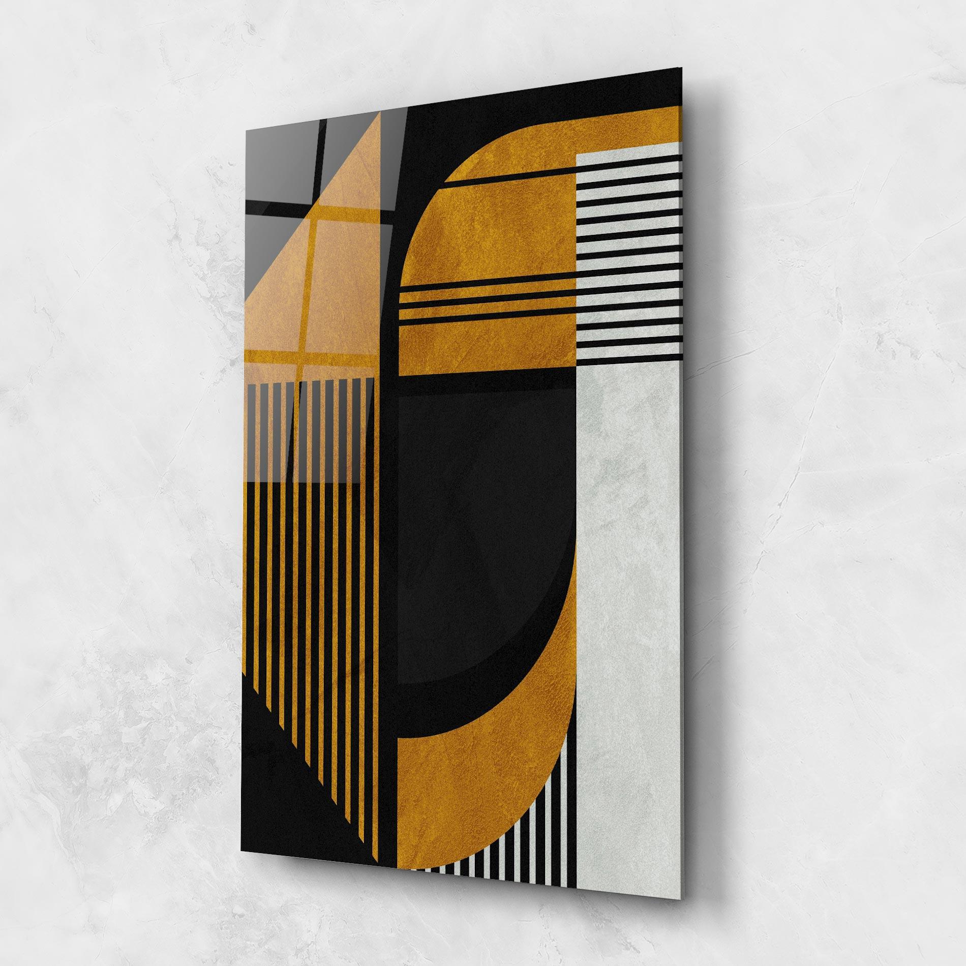 Obraz na Szkle Black Lines On Gold mockup 1