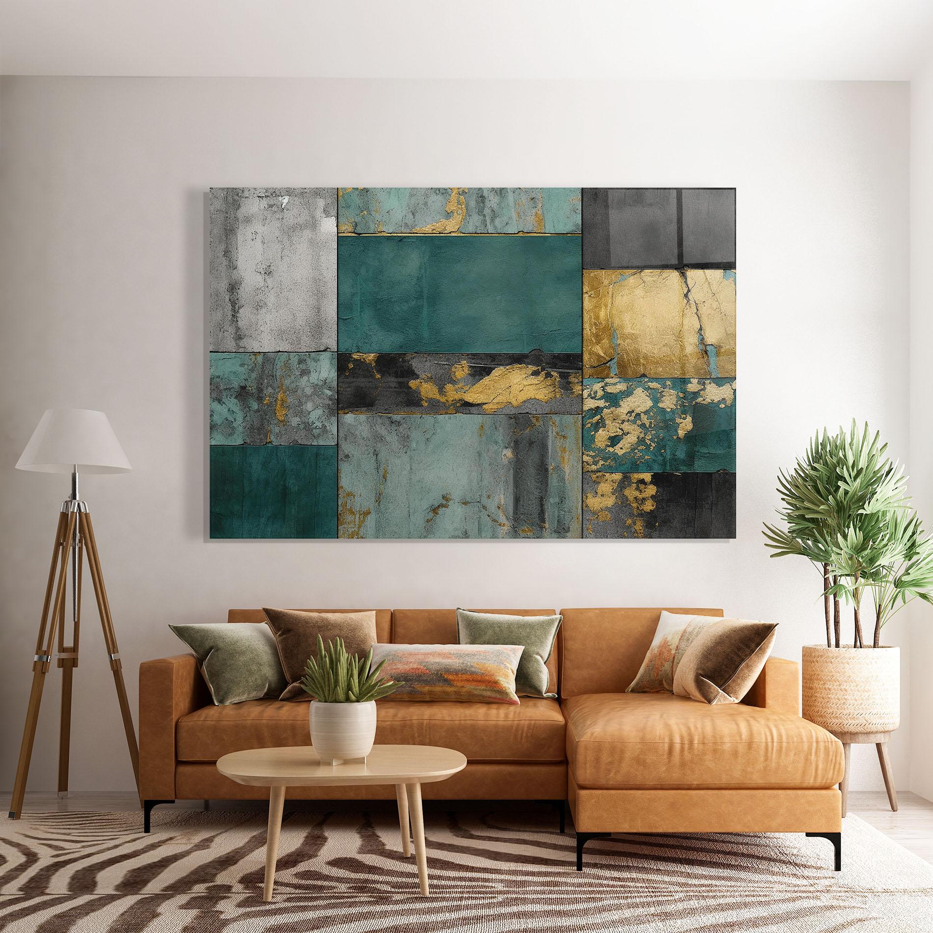 Obraz na Szkle Golden Green Painting mockup 7