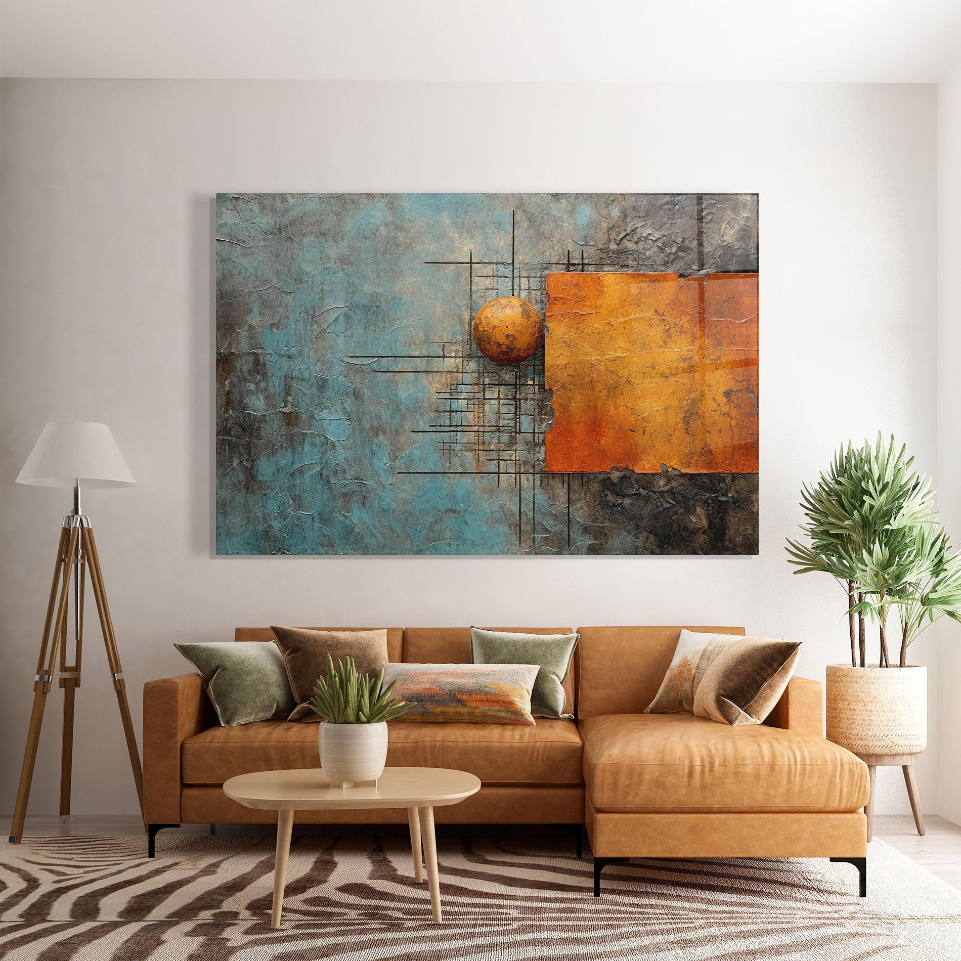 Obraz na Szkle Orange Square Painting mockup 7