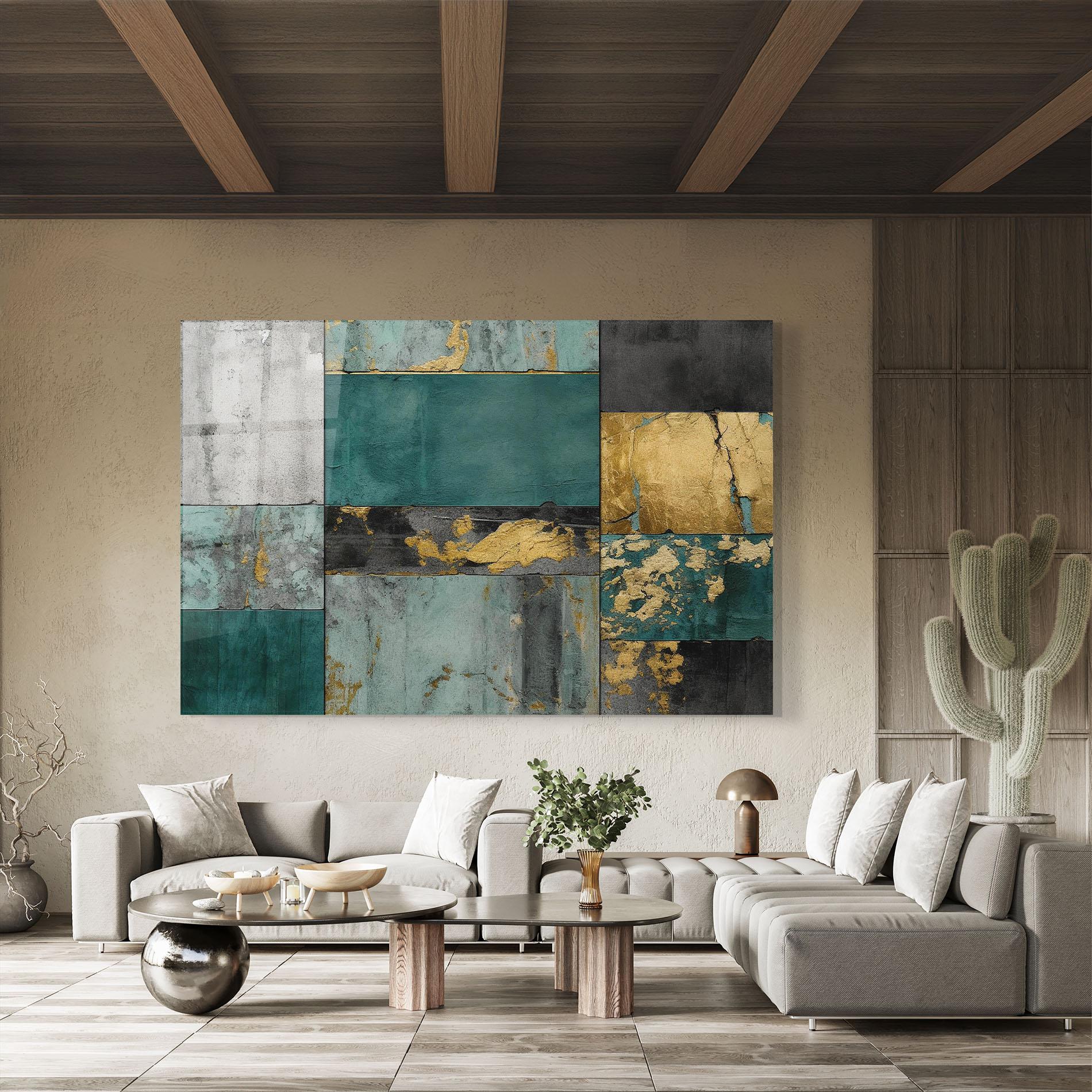 Obraz na Szkle Golden Green Painting mockup 8