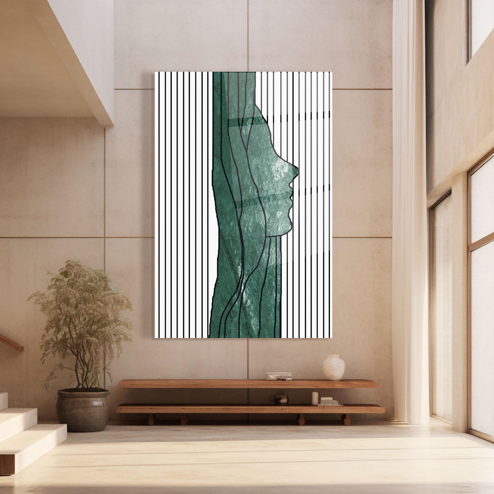 Obraz na Szkle Abstract Green Face mockup 8