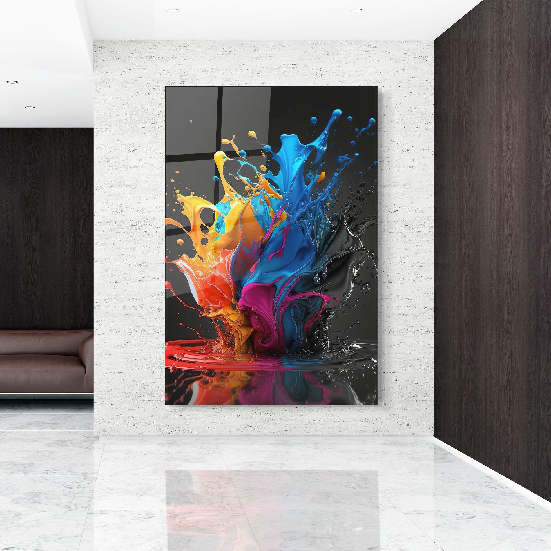 Obraz na Szkle Black Blue Splash mockup 9