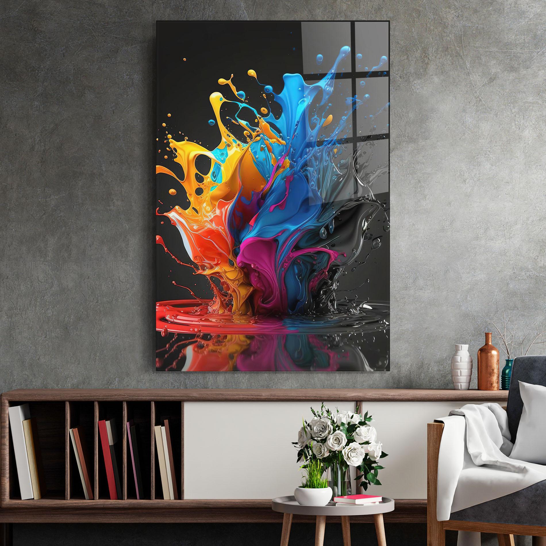 Obraz na Szkle Black Blue Splash mockup 2