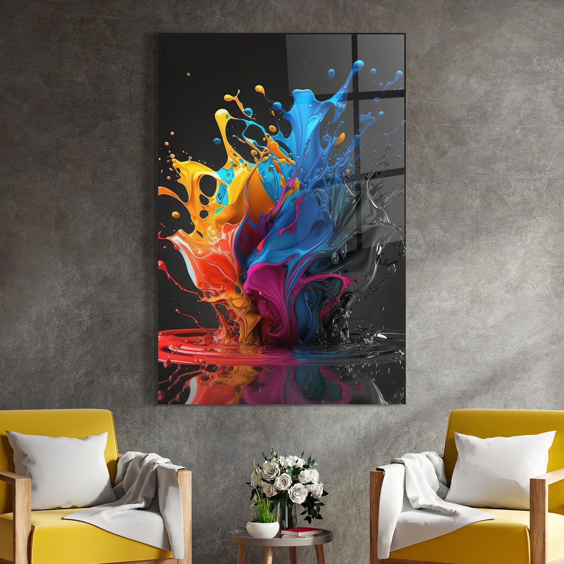 Obraz na Szkle Black Blue Splash mockup 4