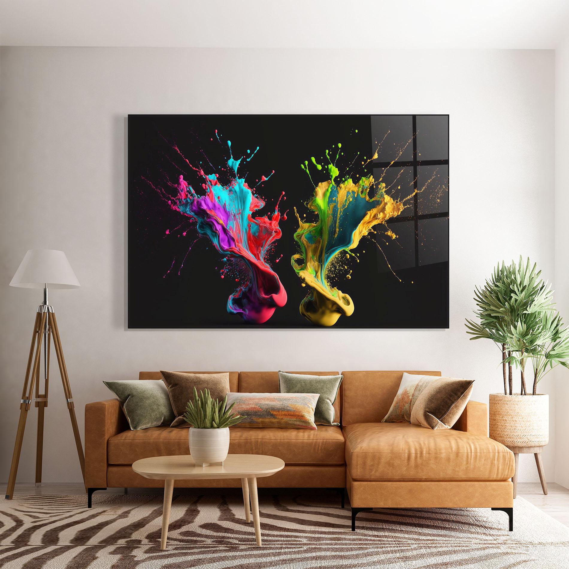 Obraz na Szkle Yellow Green Splash mockup 7