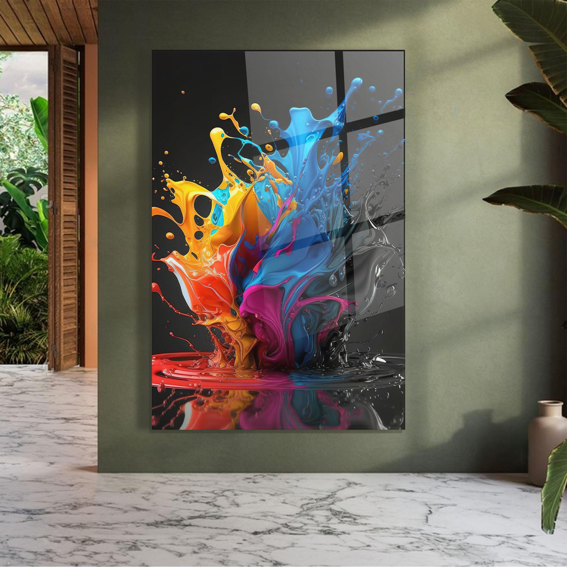 Obraz na Szkle Black Blue Splash mockup 7