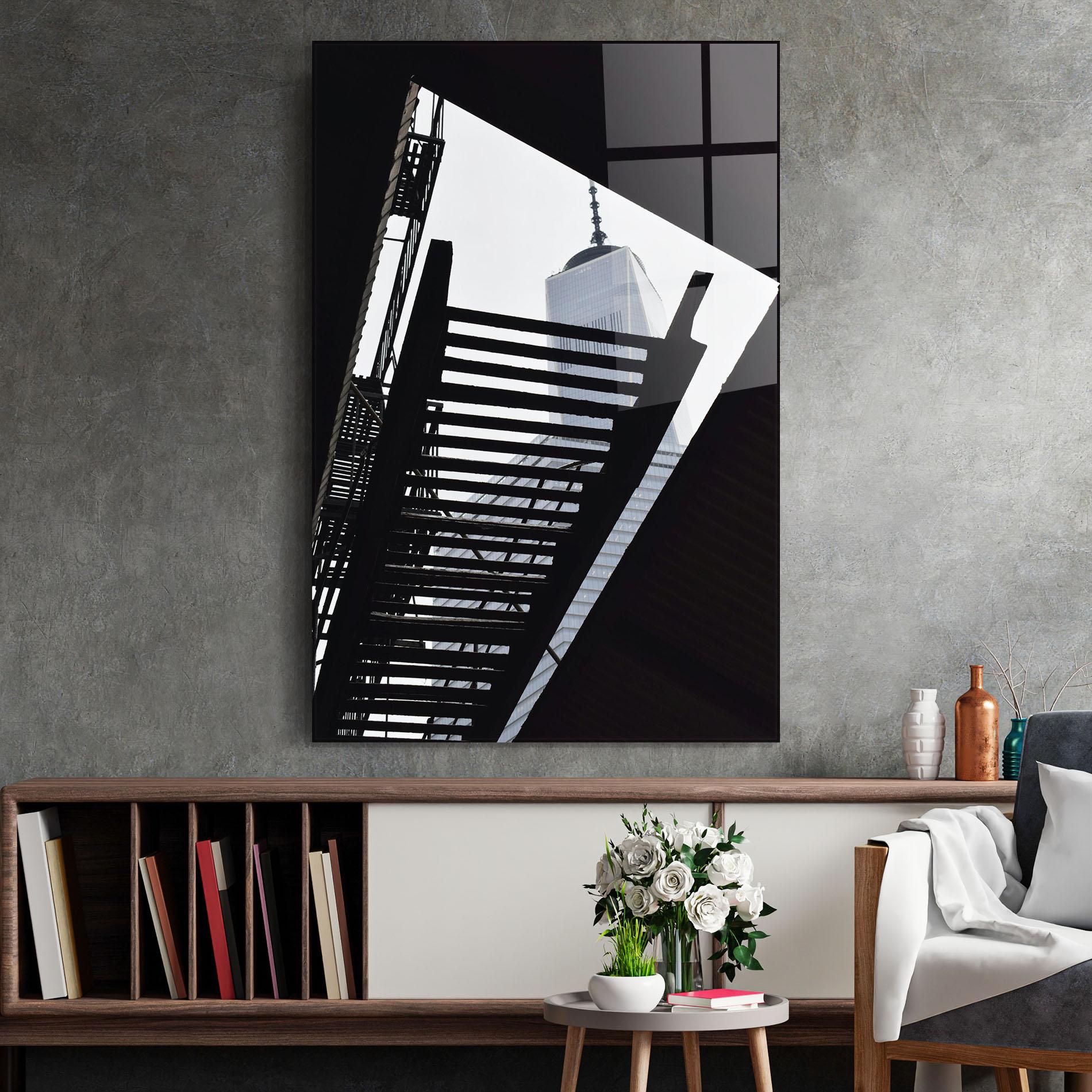Obraz na Szkle Black Stairs Floating mockup 2